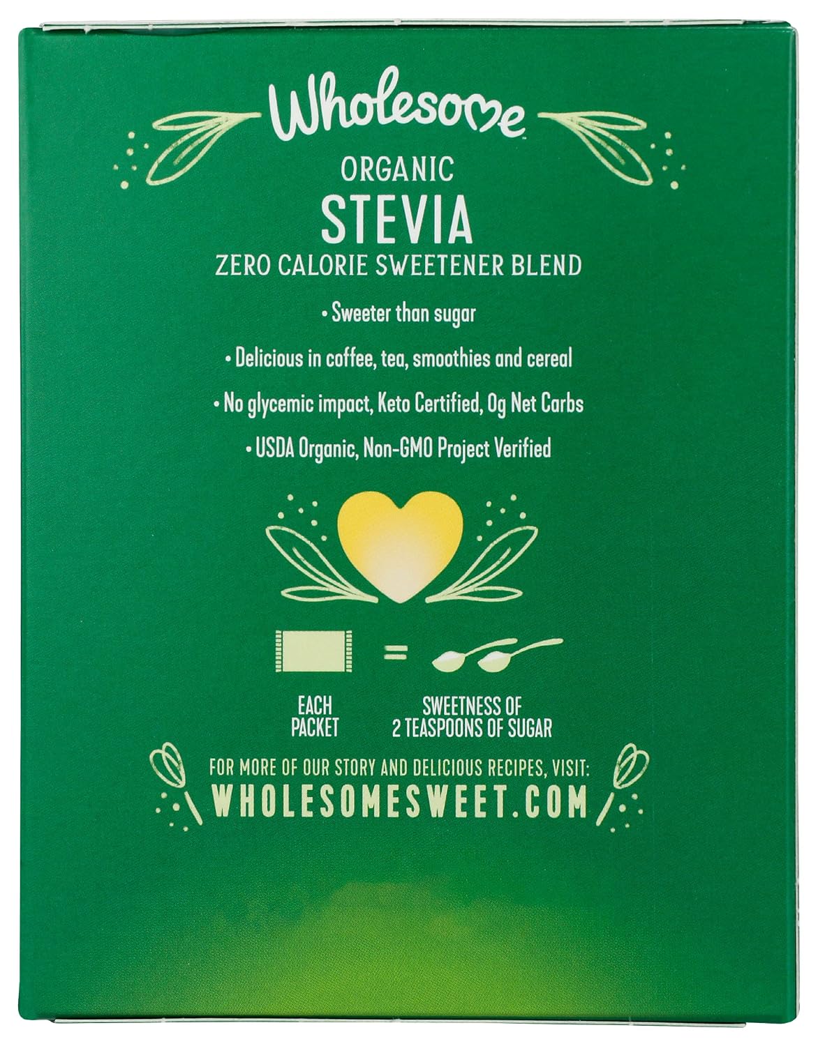 Wholesome Sweeteners Organic Stevia, 1000 Count Packets, Zero Calorie Sweetener Blend, Keto Friendly, Non GMO, Gluten Free & Vegan