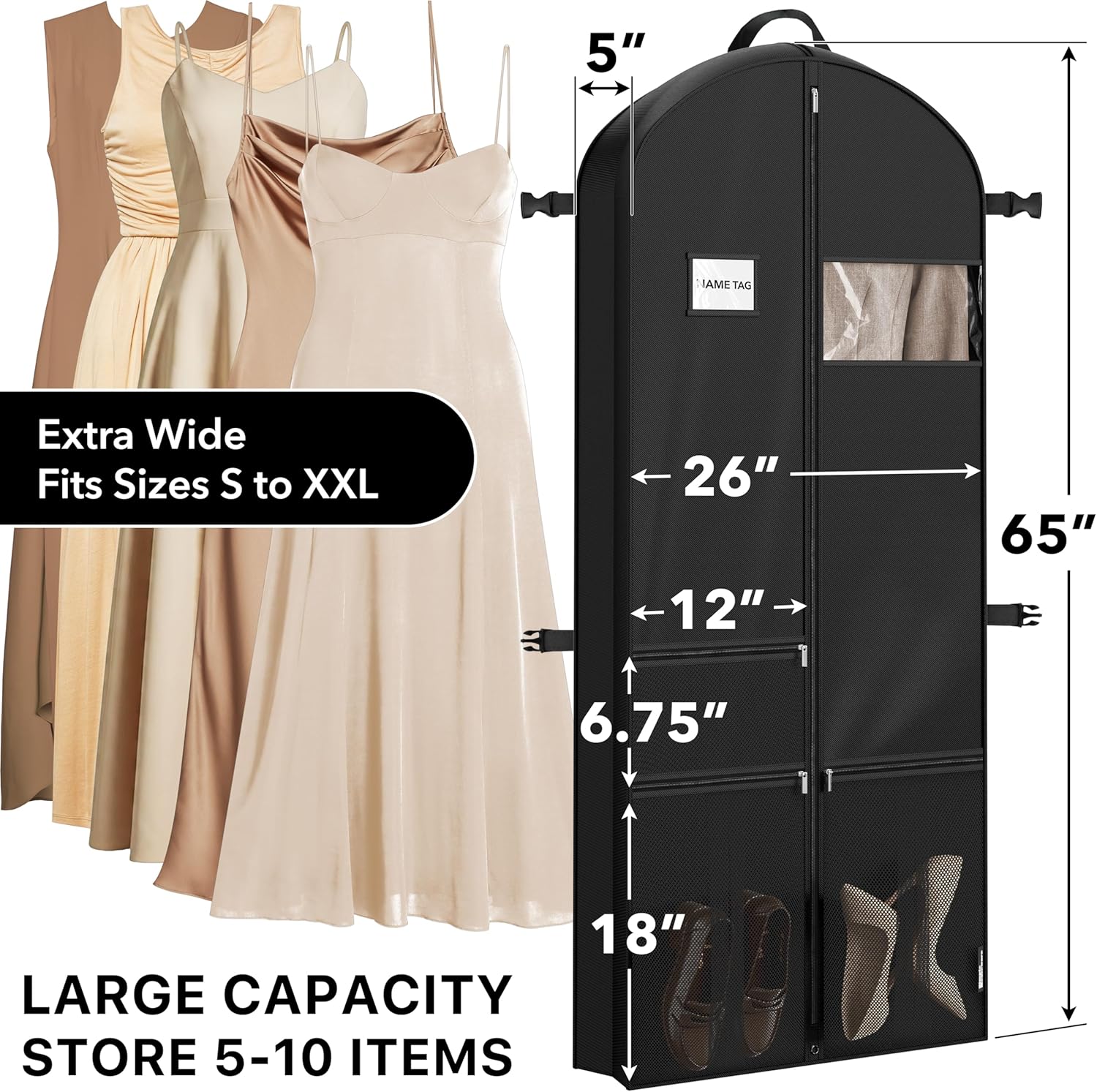 Simple Houseware 43" Travel Garment Bag with Pockets, Heavy Duty Suit Bag