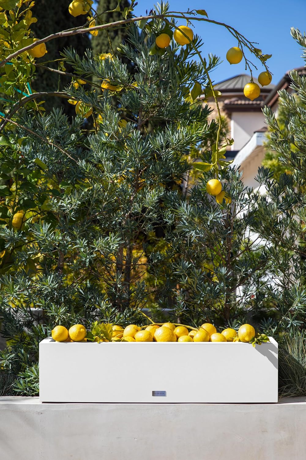 Veradek Block Series Trough Planter - Rectangular Outdoor Window Box | Made From Durable Plastic With Double-Walled Construction. Modern Patio/Tabletop Décor for Plants and Flowers
