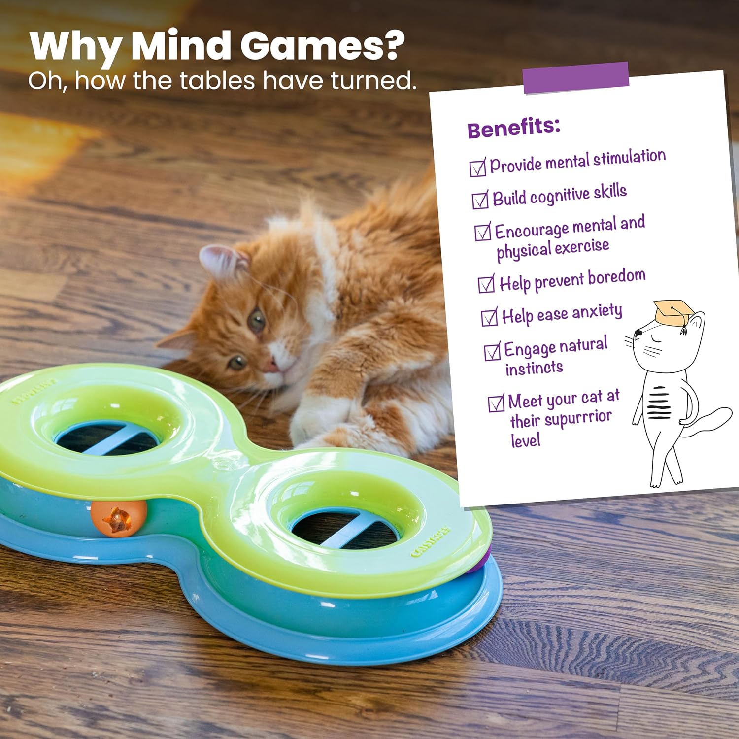 Catstages Tower of Tracks Cat Toy – 3-Level Track Tower with 6 Balls, Interactive Cat Toy for Indoor Enrichment