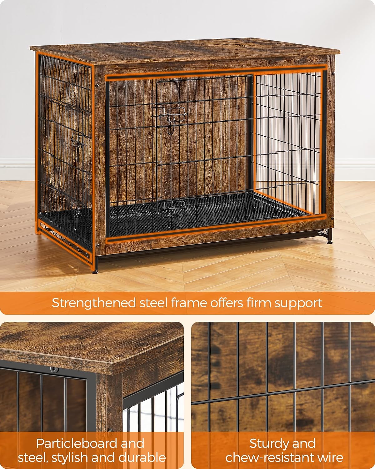 Feandrea 27.2" Dog Crate Furniture, Indoor Dog Kennel Side End Table