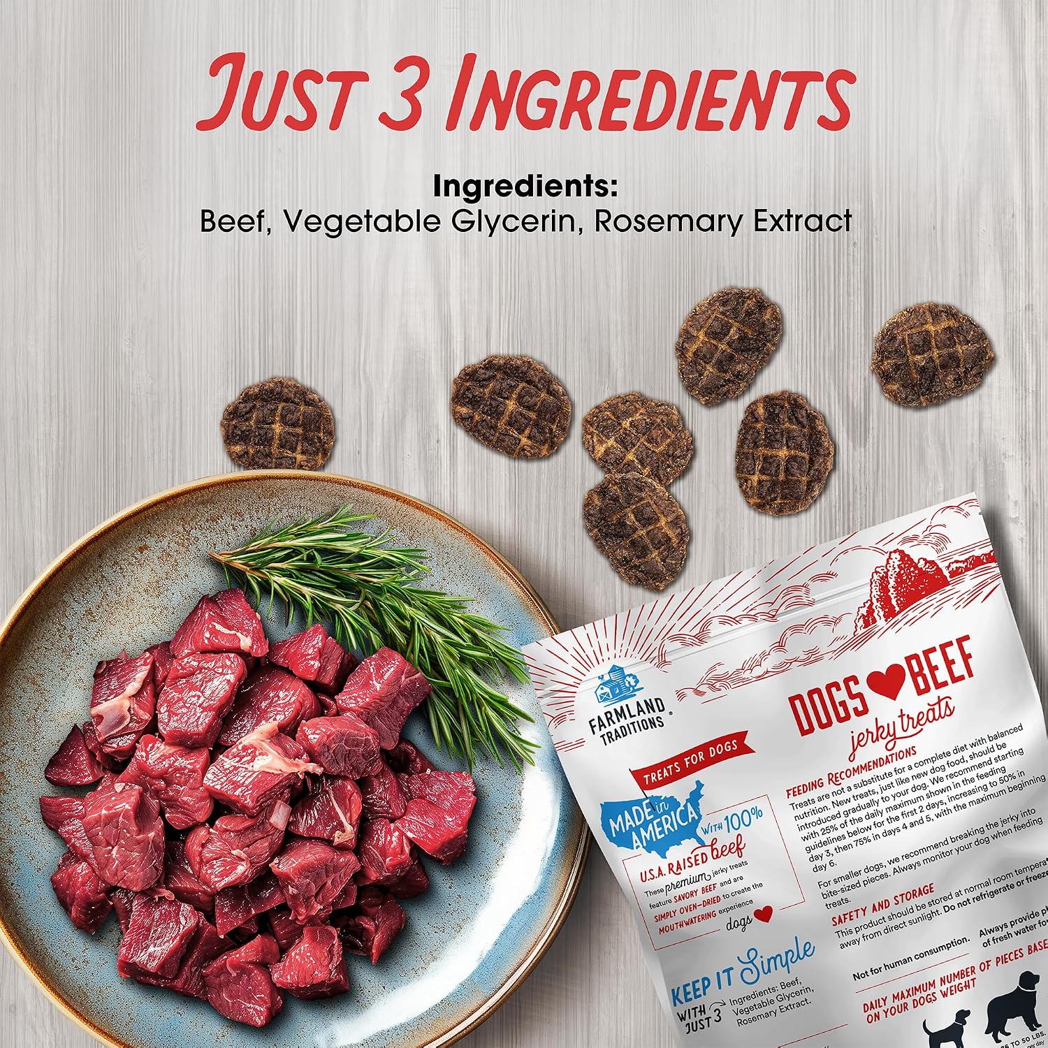 Farmland Traditions Filler Free Dogs Love Chicken Premium Jerky Treats for Dogs, 3 lb. Bag