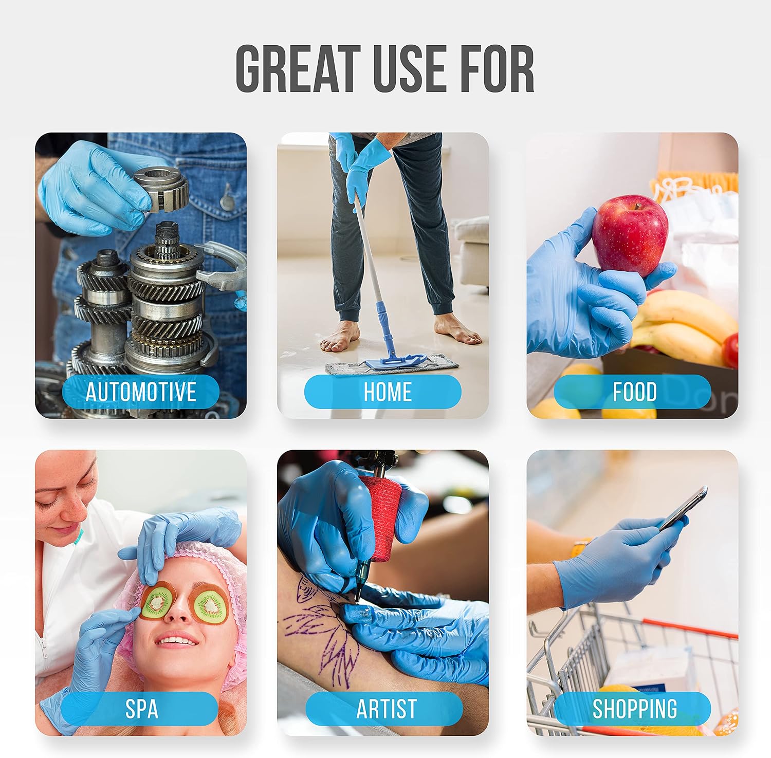 SereneLife 100 Pcs Nitrile Disposable Gloves - Soft Industrial Gloves, Vinyl Gloves Powder-Free, Latex-Free Protective Gloves, Soft and Comfortable