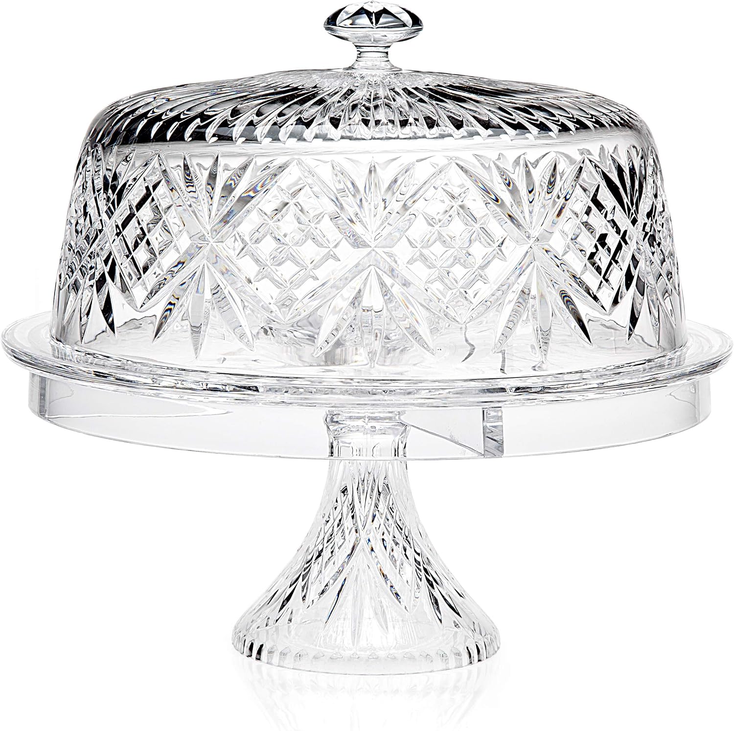 Godinger 4 in 1 Cake Stand, Cake Platter and Serving Plate Platter with Dome Cover, for Pastries, Desserts & More