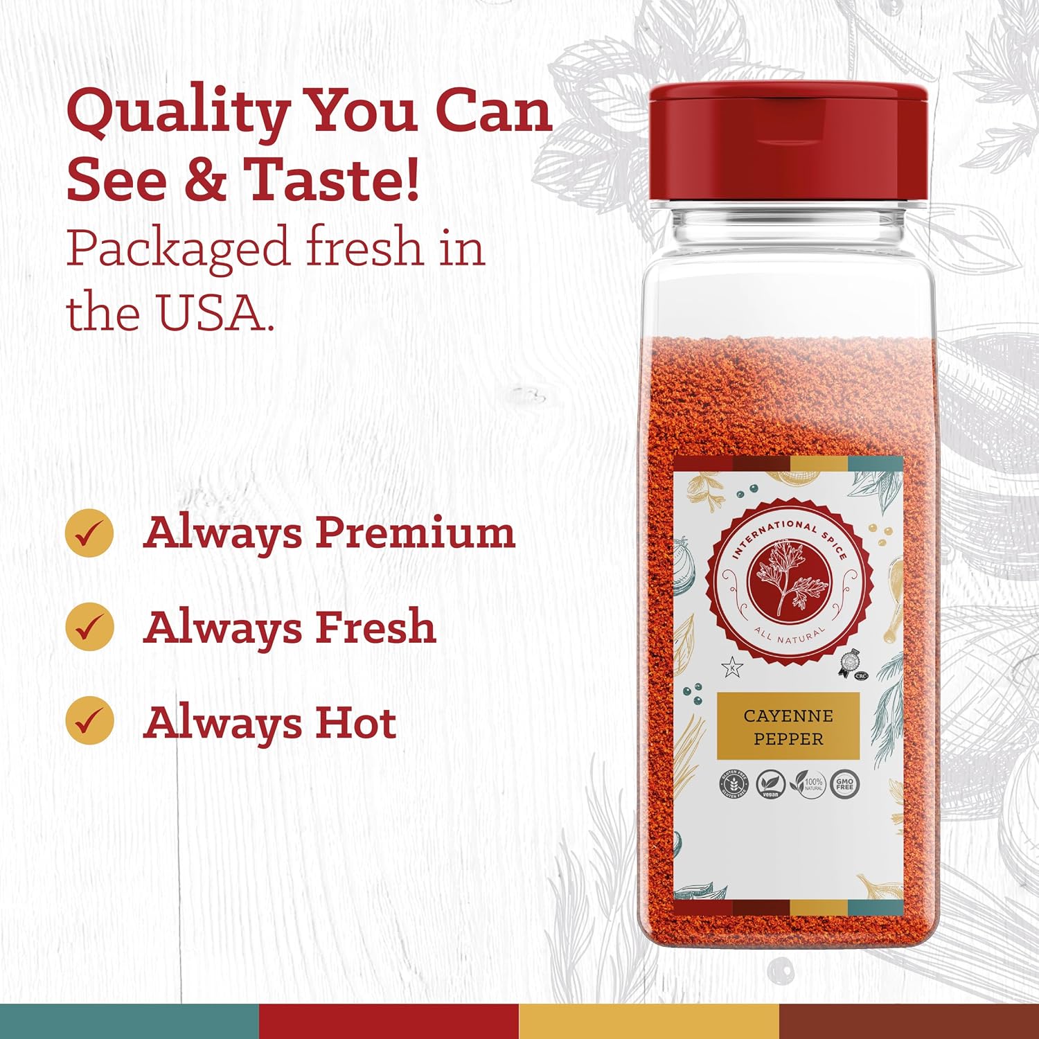 Cayenne Pepper by International Spice, Red Cayenne Pepper Seasoning Powder, Essential Gourmet Kitchen Spice, Bulk, 3 lb. Bag