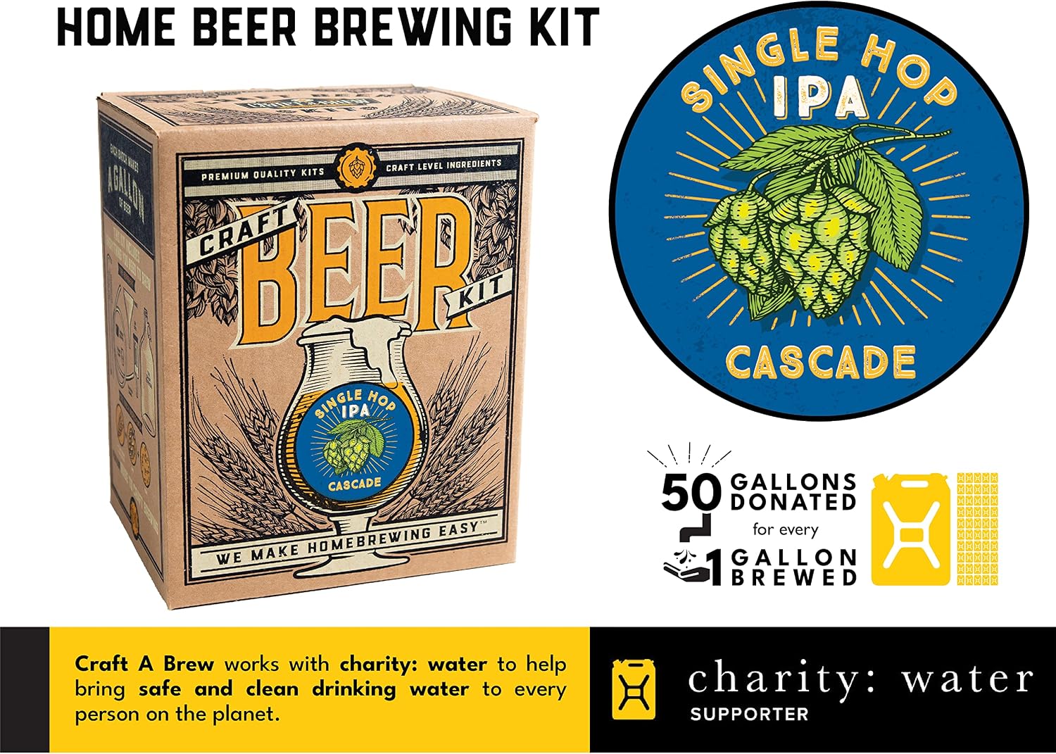Craft A Brew - Hefeweizen - Beer Making Kit - Make Your Own Craft Beer - Complete Equipment and Supplies - Starter Home Brewing Kit - 1 Gallon