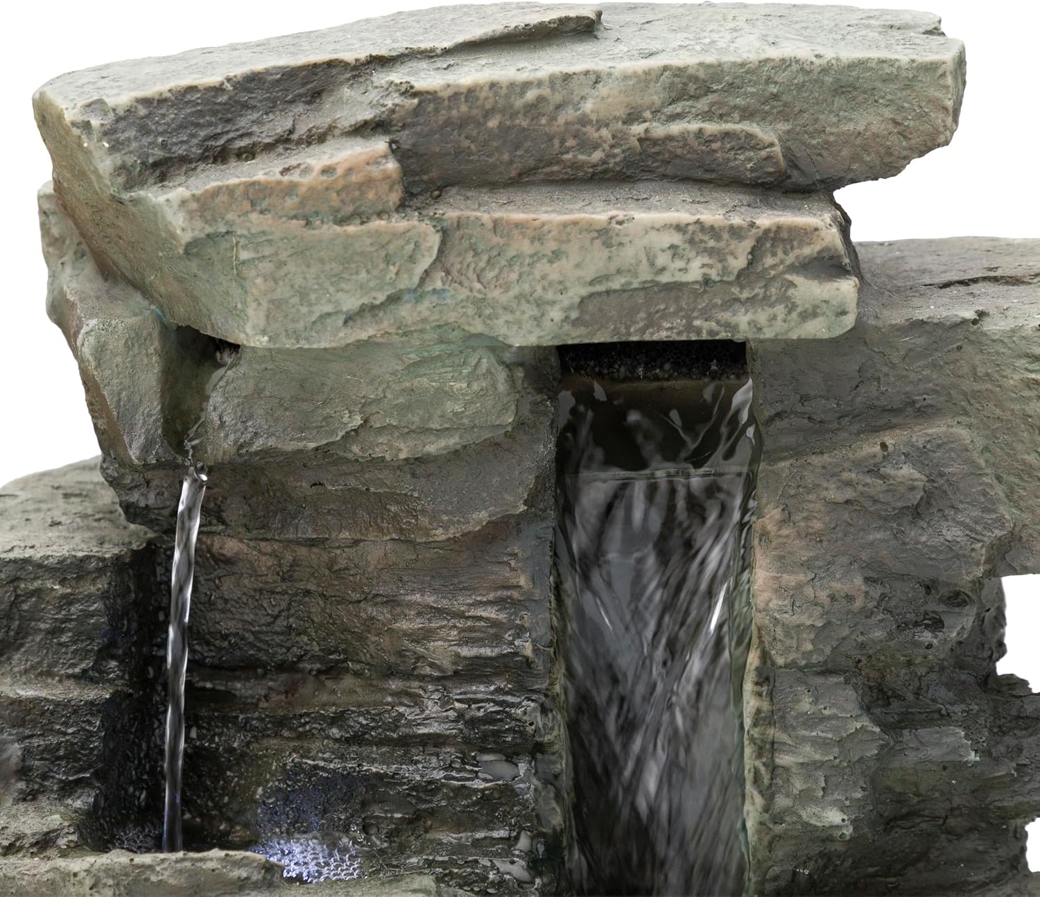 Alpine Corporation 13" Tall Indoor Tabletop Water Fountain, 4 Tier Cascading Water Feature with LED Lights for Home, Office, Living Room, or Zen Decor, Gray