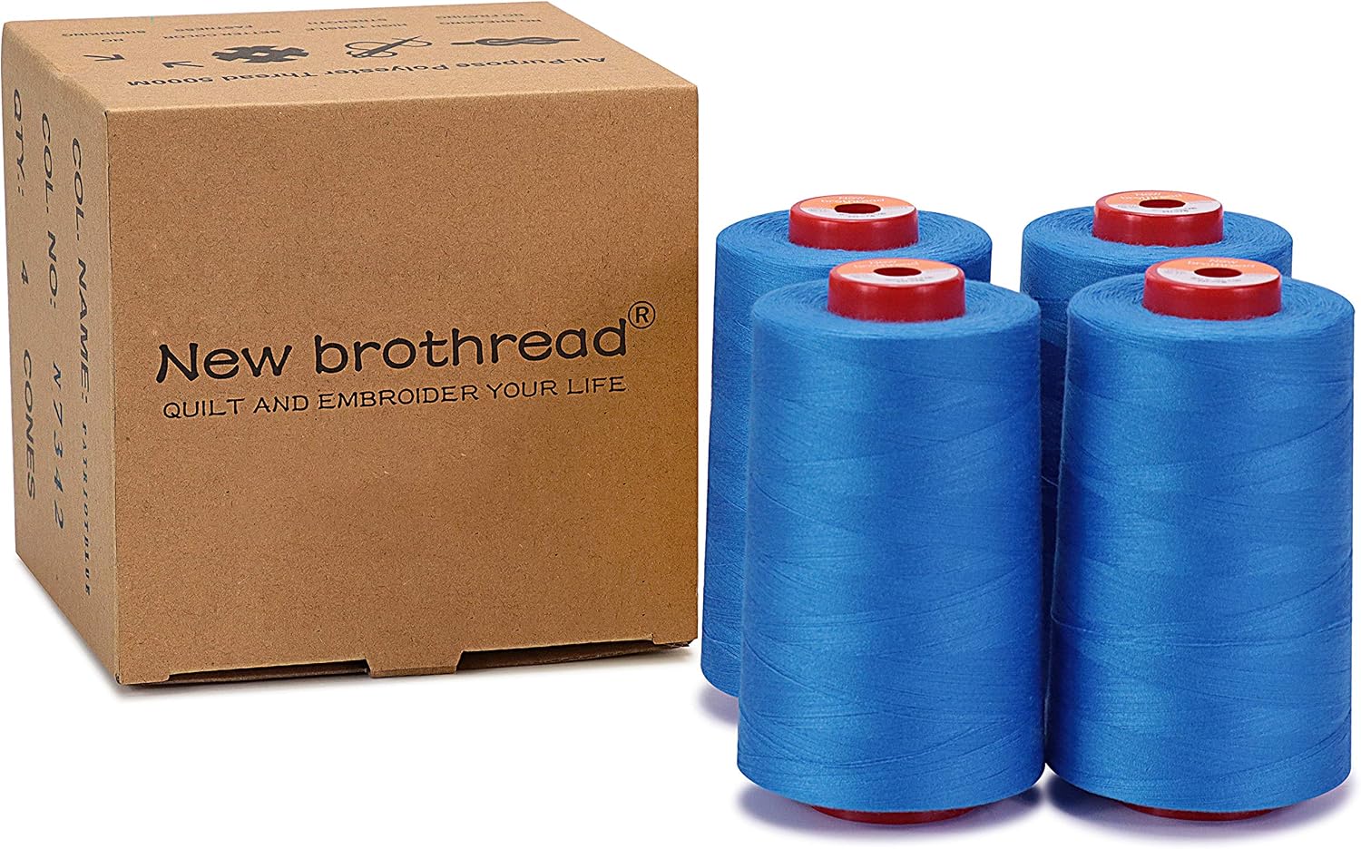 New brothread 4 Large Cones All Purpose Polyester Thread -Cream