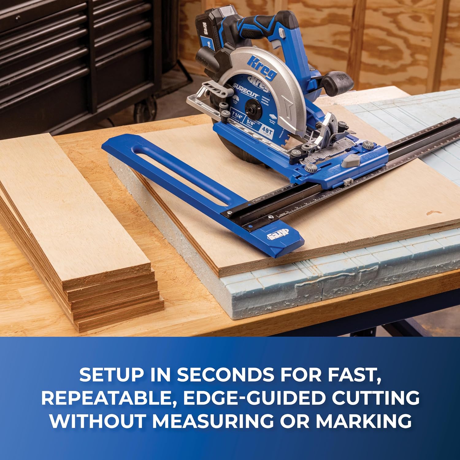 Kreg KMA2685 Rip-Cut Circular Saw Guide - Cutting Tool - Guide is Best for Regular (Side-Blade) Circular Saw - Ensure Compatibility Before Use - Woodworking Tools for Home Improvement