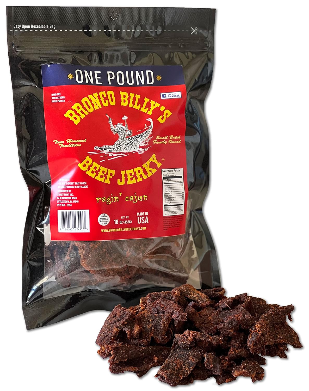 Bronco Billy's Beef Jerky Hickory Smoked Old Country Half Pound Resealable Bag