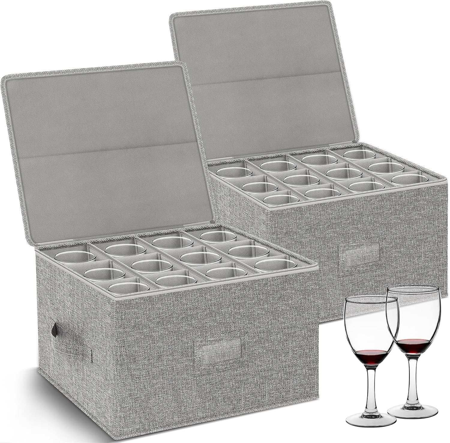 4PCS China Storage Containers, Hard Shell Dish Storage Containers w/ Felt Dividers, Quilted Plate Storage Cases for 12 Place Setting Charger Plates Dinnerware, Stackable Moving Boxes for Dishes