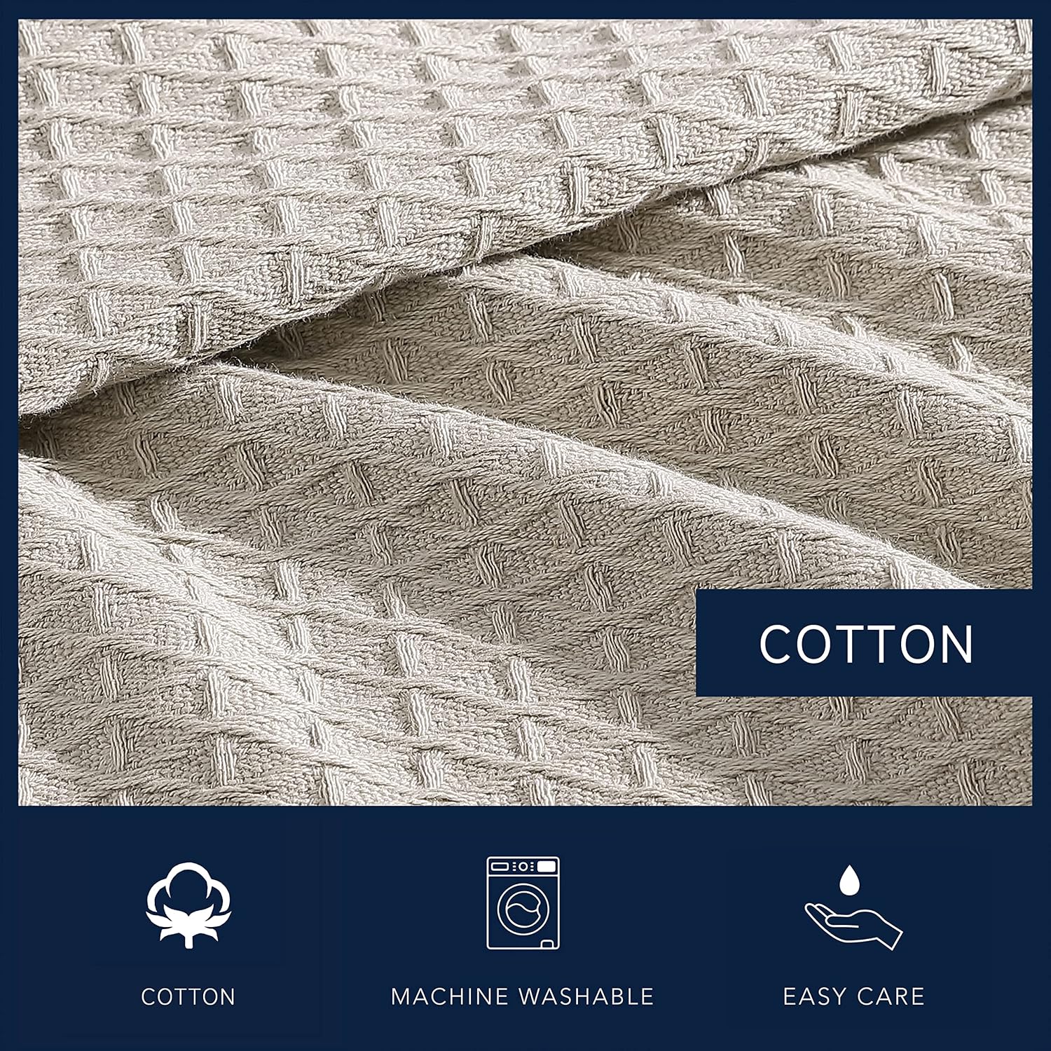 Nautica - Queen Blanket, Diamond Weave Cotton Bedding, Medium-Weight for All Seasons, Oeko-Tex Certified (Baird Navy)