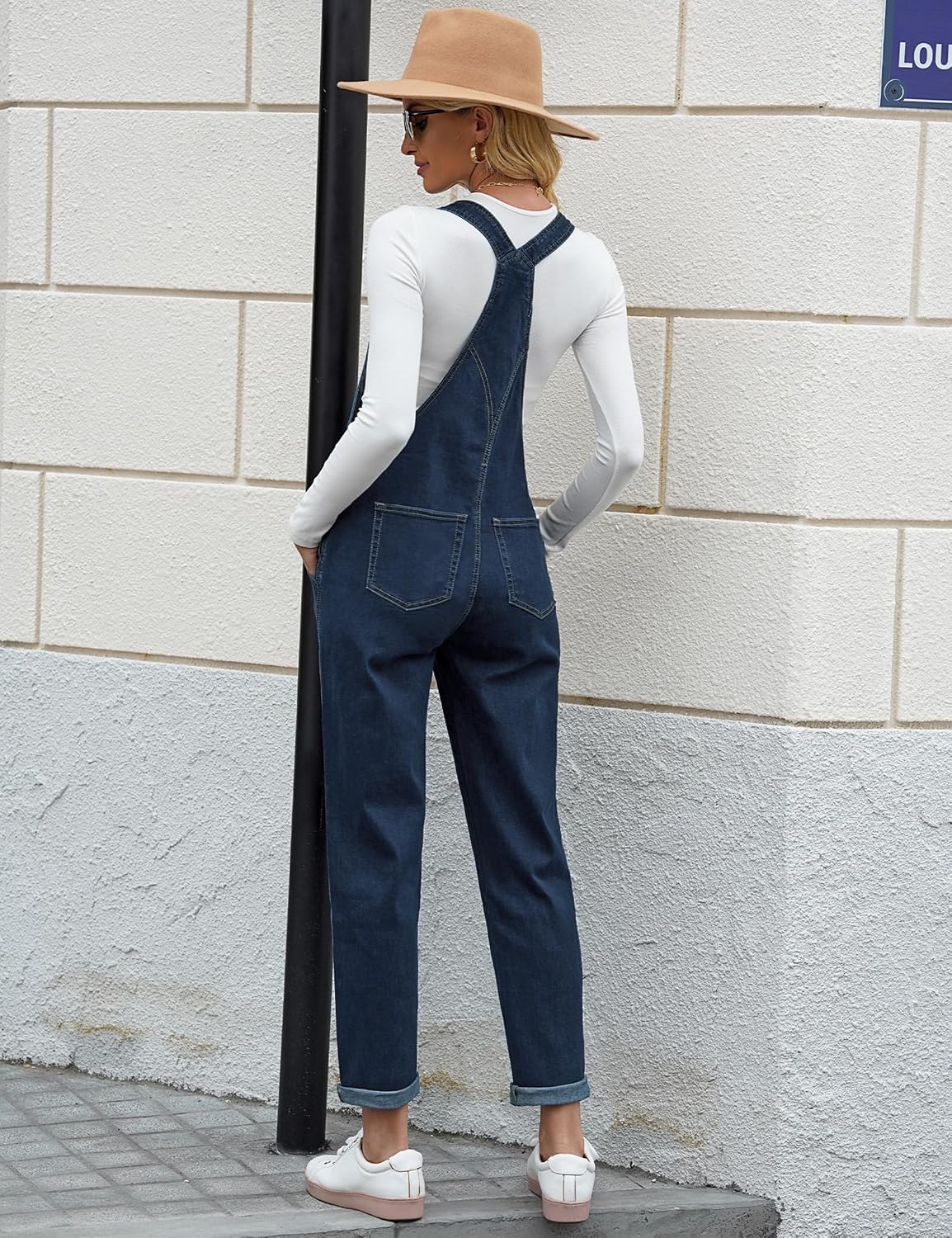 luvamia Women's Casual Stretch Adjustable Denim Bib Overalls Jeans Pants Jumpsuits
