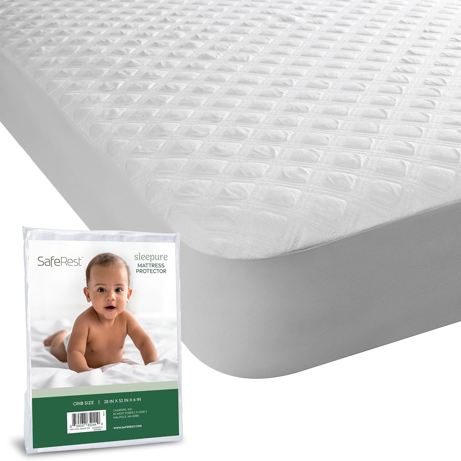SafeRest Waterproof Queen Size Mattress Protector | Fitted with Stretchable Pockets, Machine Washable Cotton Blend Mattress Cover for Bed