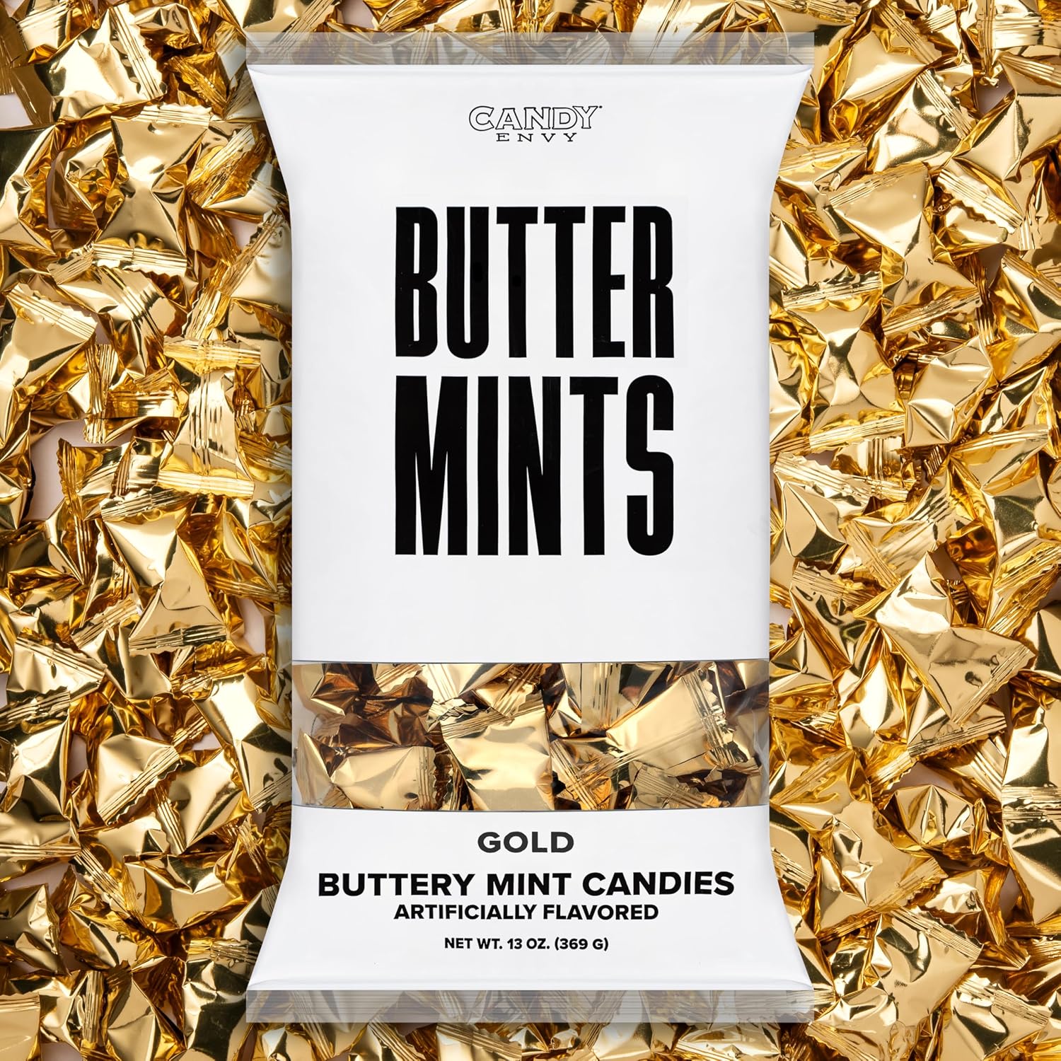 Candy Envy - Gold Foil Wrapped Buttermints - 13 oz. Bag - 100 Individually Wrapped Candy Mints