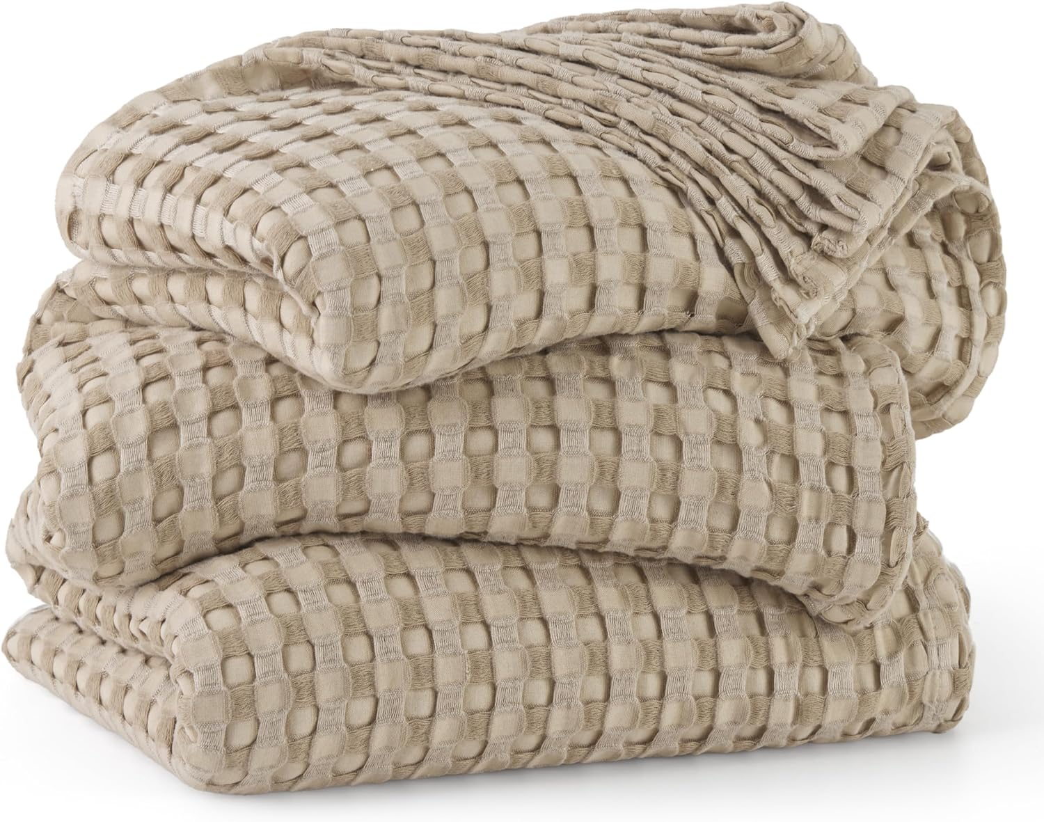 Bedsure Cooling Waffle Blanket for Hot Sleepers, Ivory, Queen, 90"x90"