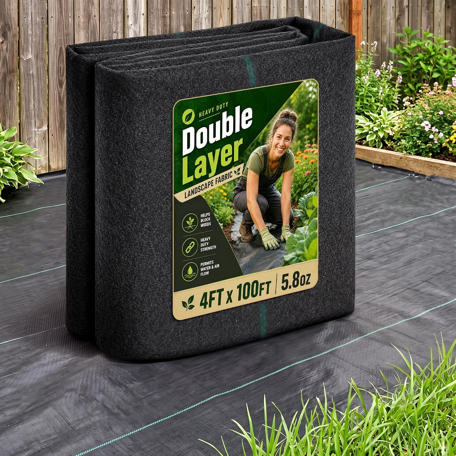 AMAGABELI 3.2oz 4ft x 100ft Weed Barrier Landscape Fabric Premium Garden Cloth Heavy Duty Weed Control Blocker Mat Gardening Ground Cover Durable Woven Geotextile Fabric Driveway Underlayment