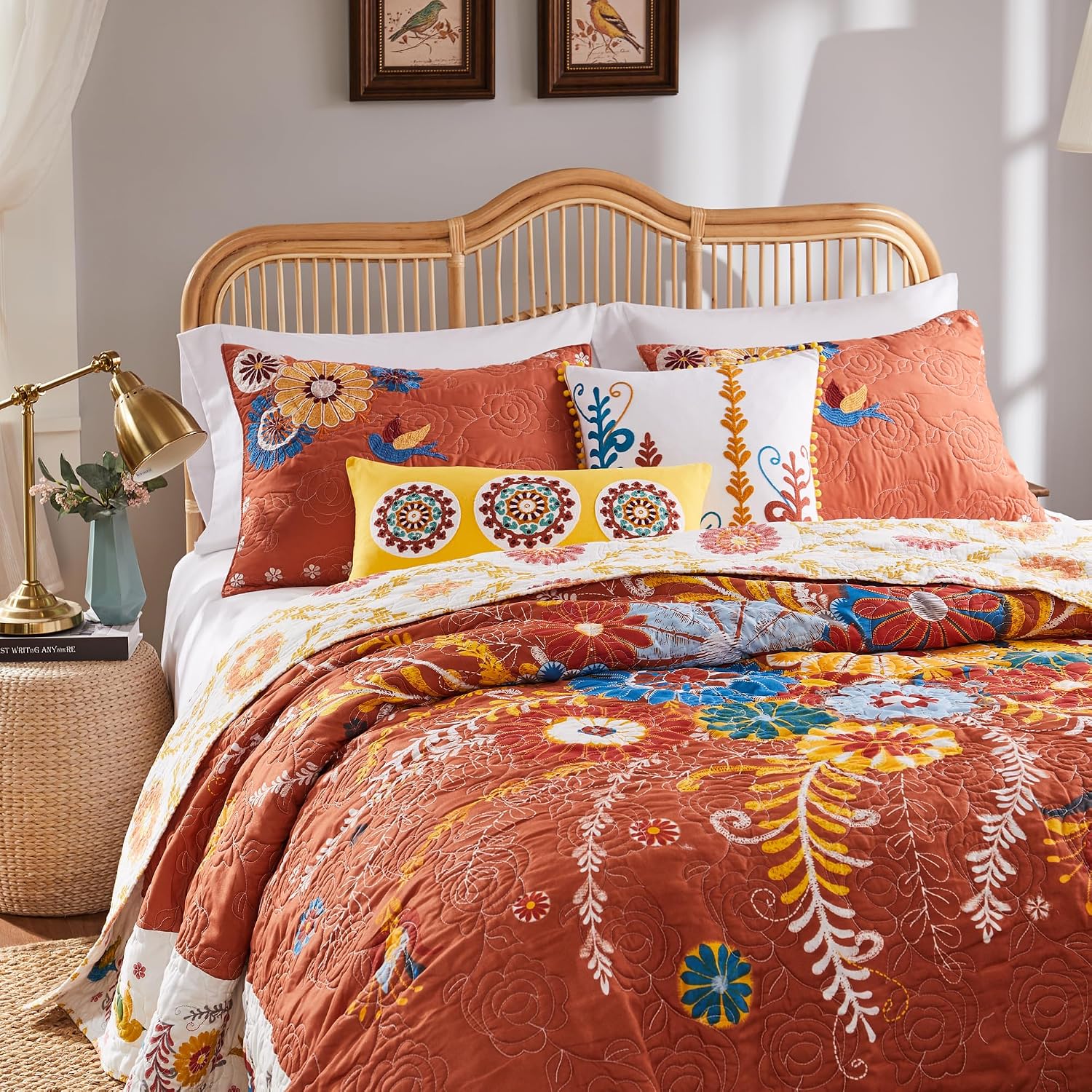 Greenland Home Barefoot Bungalow Topanga Quilt Set, 3-Piece Full/Queen, Multi