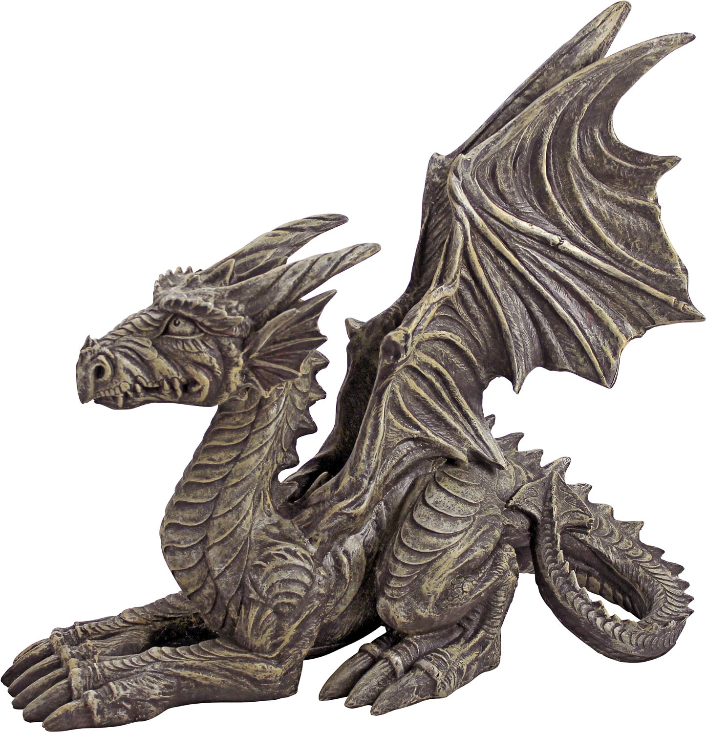 Design Toscano The Dragon of Falkenberg Castle Moat Lawn Garden Statue, 28 Inch Long, 14 Inch Tall, Cast Stone Resin, Gray Stone Finish