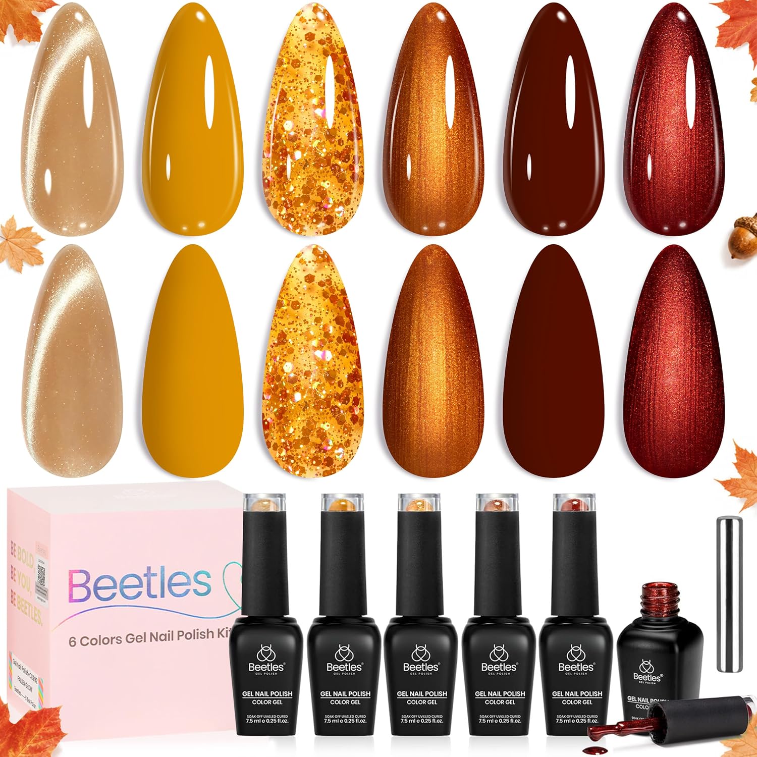 Beetles Green Gel Polish Set, 6 Colors Misty Forest Collection