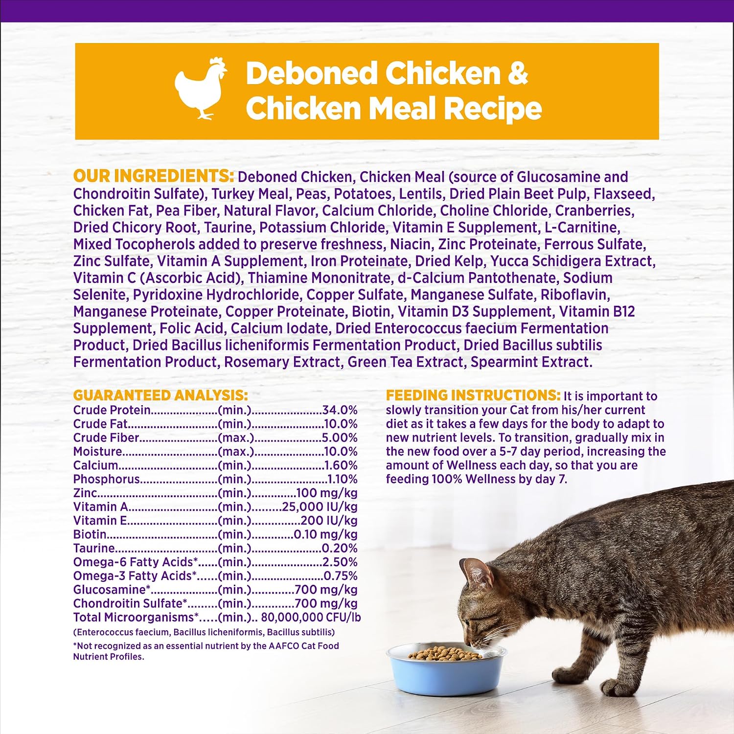 Wellness Complete Health Adult Dry Cat Food for Indoor Cats, Natural, Grain Free Kibble, Chicken Recipe, 5.5 lb Bag