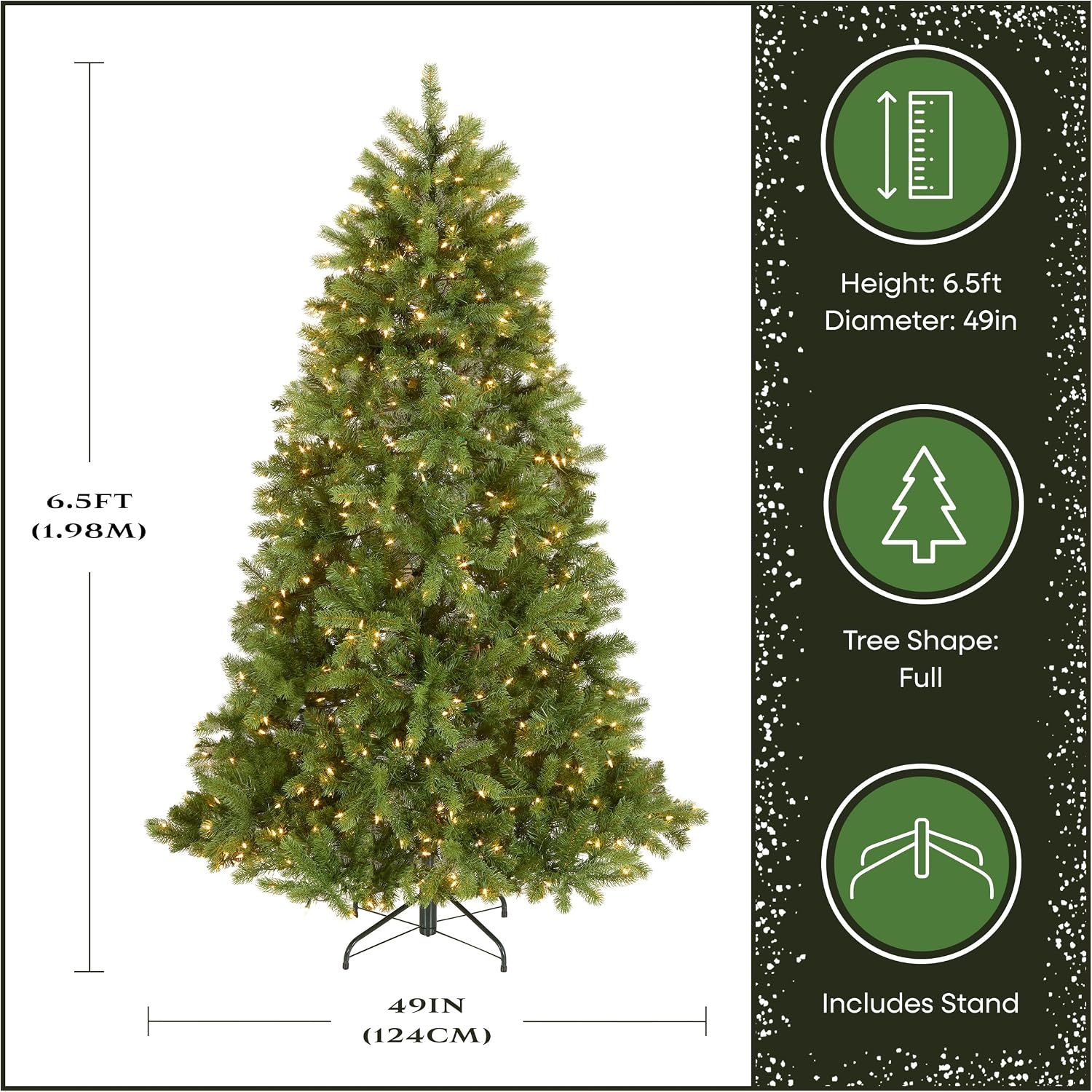 National Tree Company 7.5ft Pre-Lit Downswept Douglas Fir Christmas Tree | 750 Clear Lights, 1,867 Tips, Includes Stand, Artificial, Green