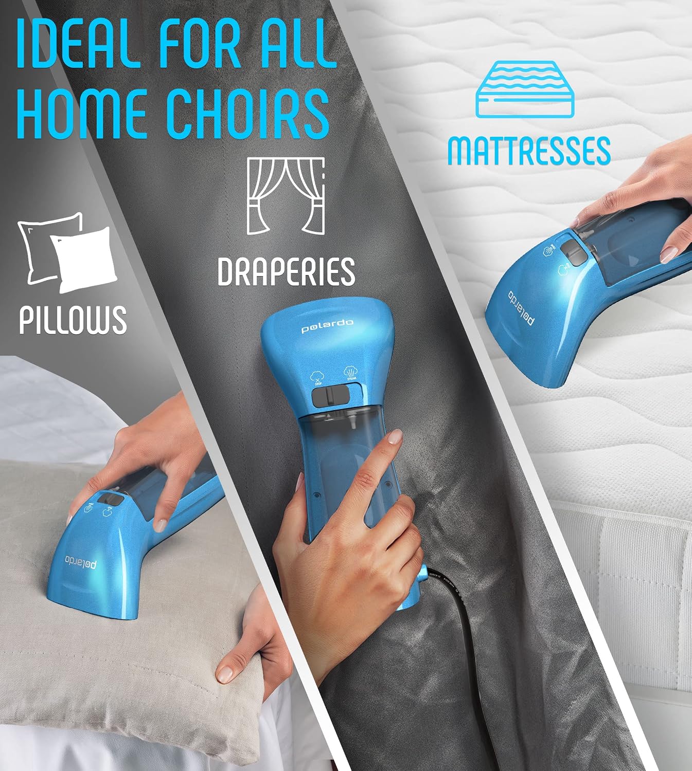 Polardo Travel Garment Steamer - Compact Portable Handheld Clothes Steamer with 360° Anti-Spill Technology