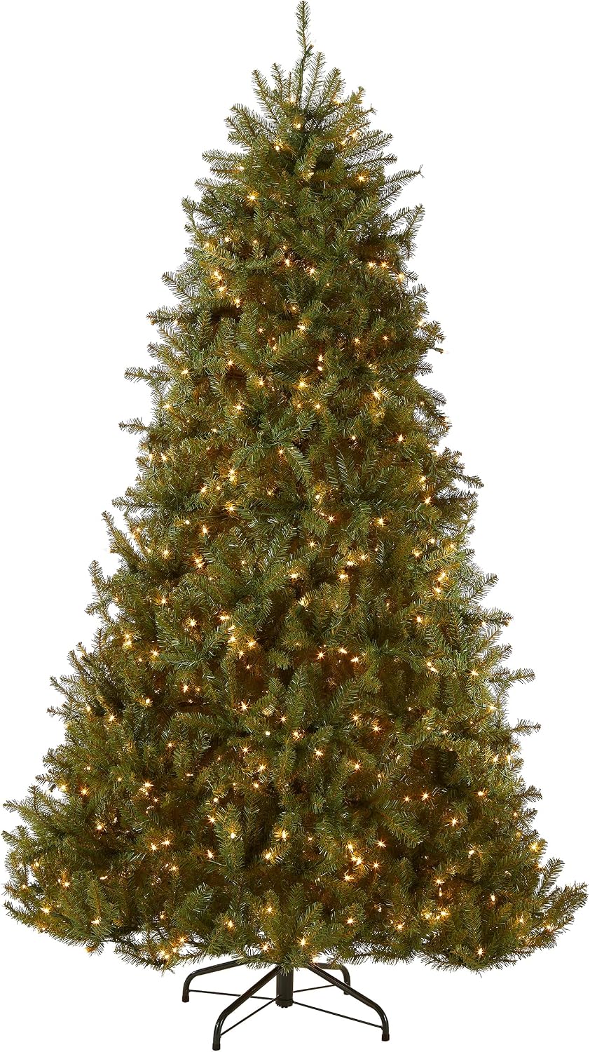 National Tree Company 7ft Pre-Lit Dunhill Fir Artificial Christmas Tree | 700 Clear Lights, 2,144 Tips, Includes Stand, Green