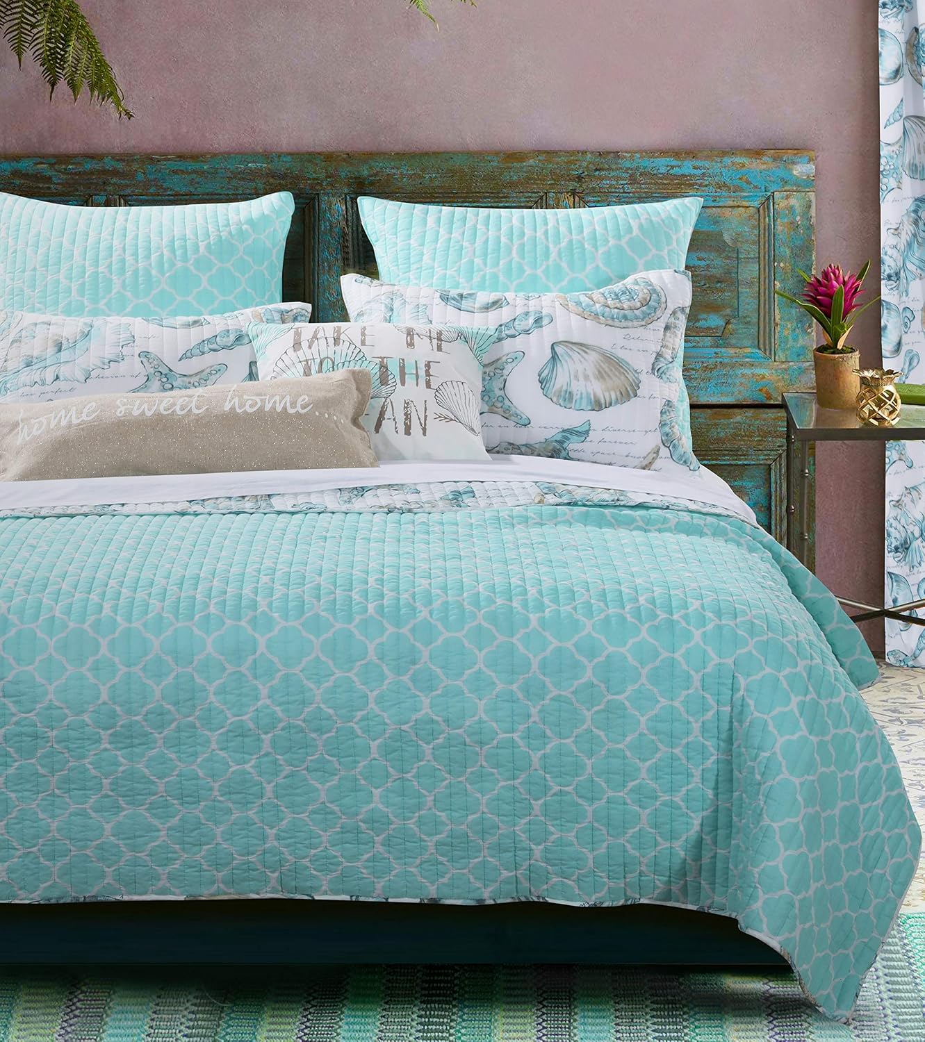Greenland Home Fashions Ultra-Soft, Reversible, Brushed Microfiber Quilt Set, 3-Piece Full/Queen, Misty Bloom