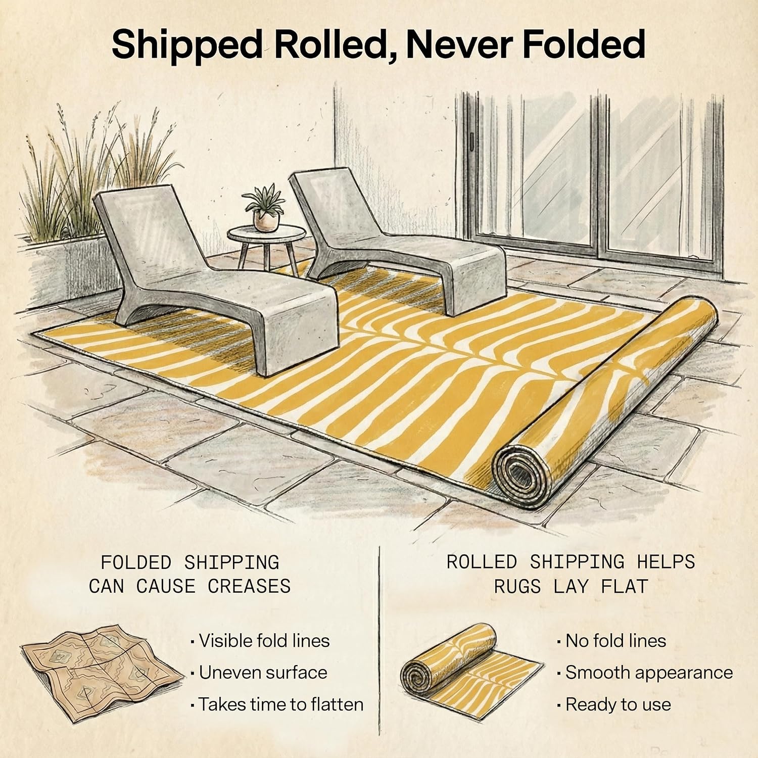 Fab Habitat Outdoor Rug - Waterproof, Fade Resistant, Crease-Free - Premium Recycled Plastic - Geo Tribal - Porch, Deck, Balcony, Mudroom