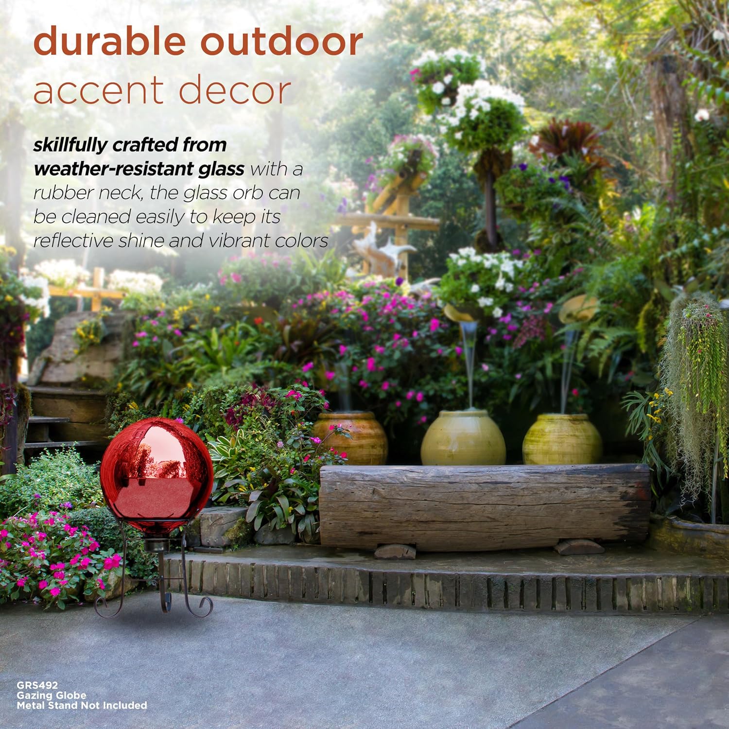 Alpine Corporation | 10" Indoor/Outdoor Glass Gazing Globe — Festive Garden & Yard Décor Accent — Blue