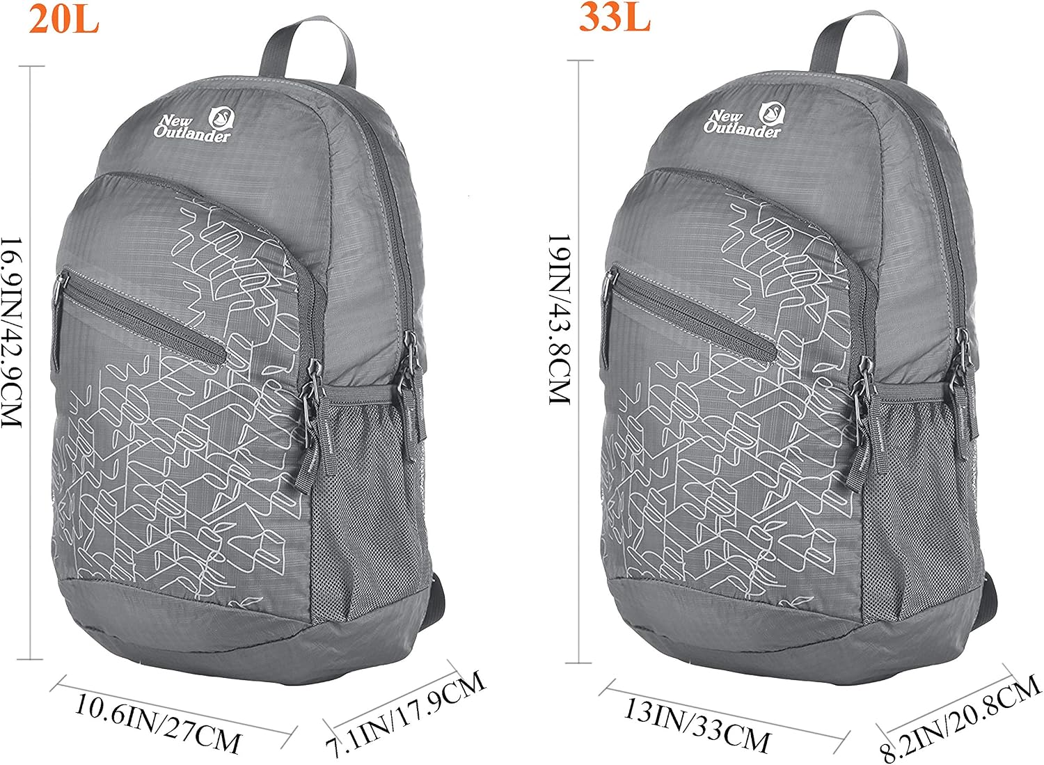 Packable Handy Lightweight Travel Hiking Backpack Daypack-Orange