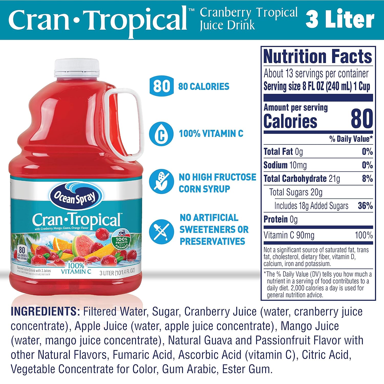 Ocean Spray® Cran-Raspberry® Cranberry Raspberry Juice Drink, 101.4 Fl Oz Bottle