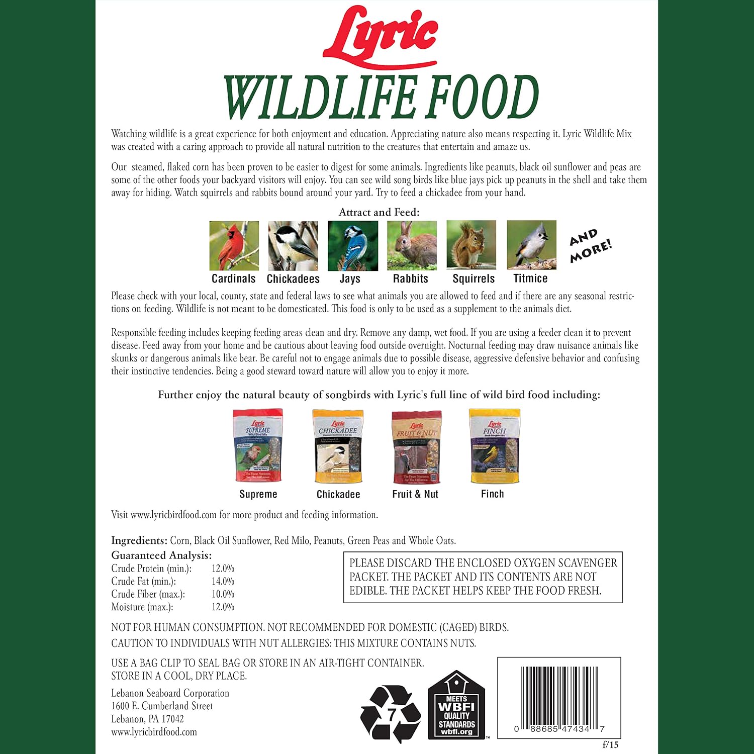 Lyric Wildlife Critter Food for Deer, Squirrels, Turkeys & Rabbits, Wild Bird Seed for Outside Feeders, 10 lb Bag | Food for Deer, Squirrels