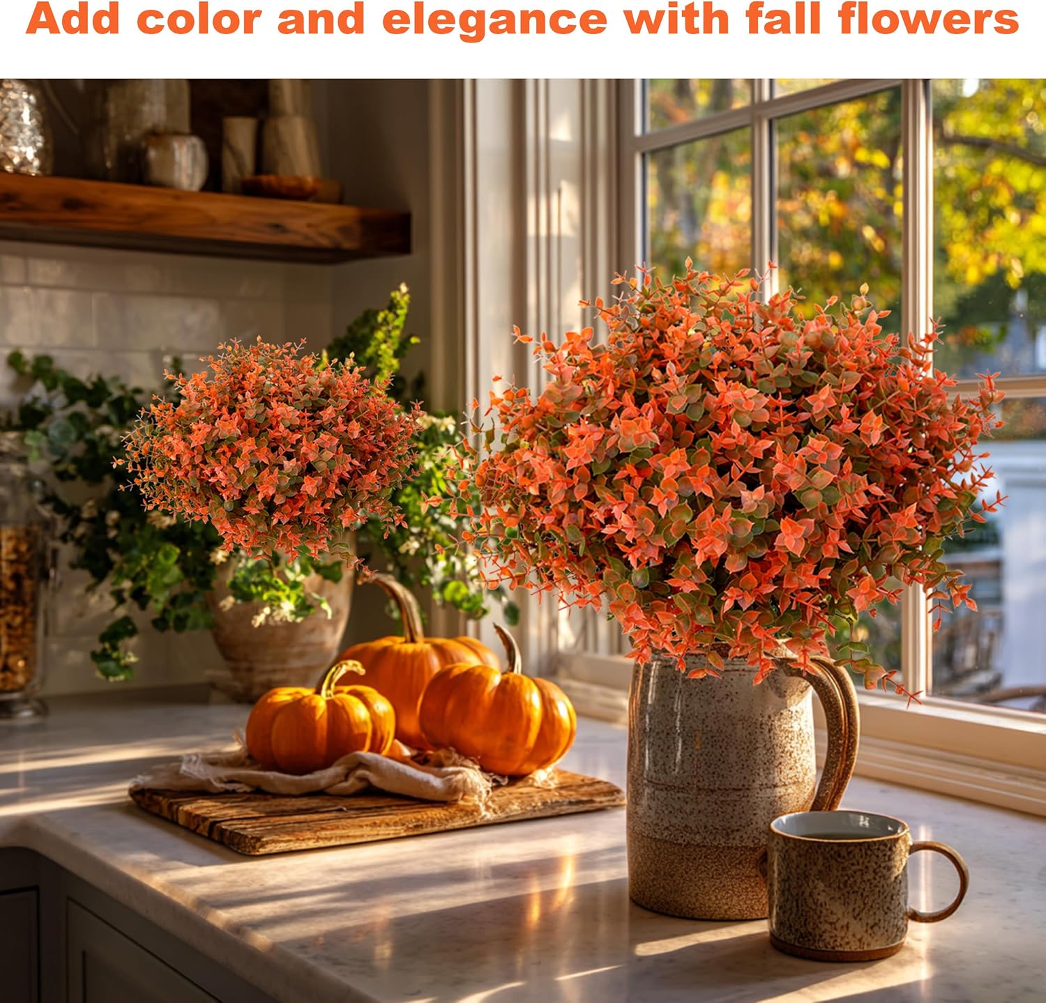 AXYLEX Artificial Flowers for Outdoors, 12 Bundles Fake Plants (Yellow) | UV resistant faux plastic flowers, no fade artificial greenery – garden, patio, porch & home