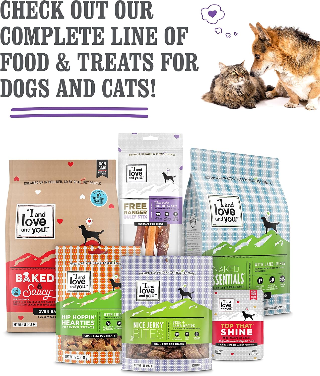 I and love and you Naked Essentials Dry Dog Food - Lamb + Bison - High Protein, Real Meat, No Fillers, Prebiotics + Probiotics, 4lb Bag
