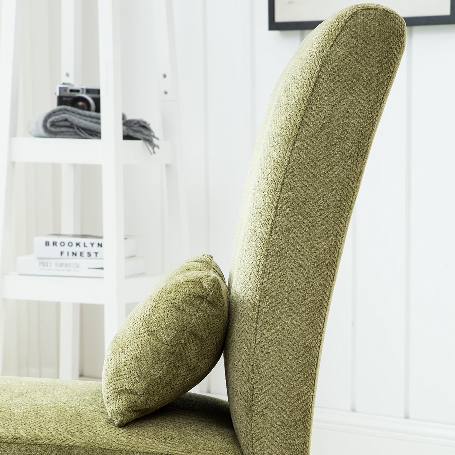 Roundhill Furniture Pisano Teal Blue Fabric Armless Contemporary Accent Chair with Kidney Pillow