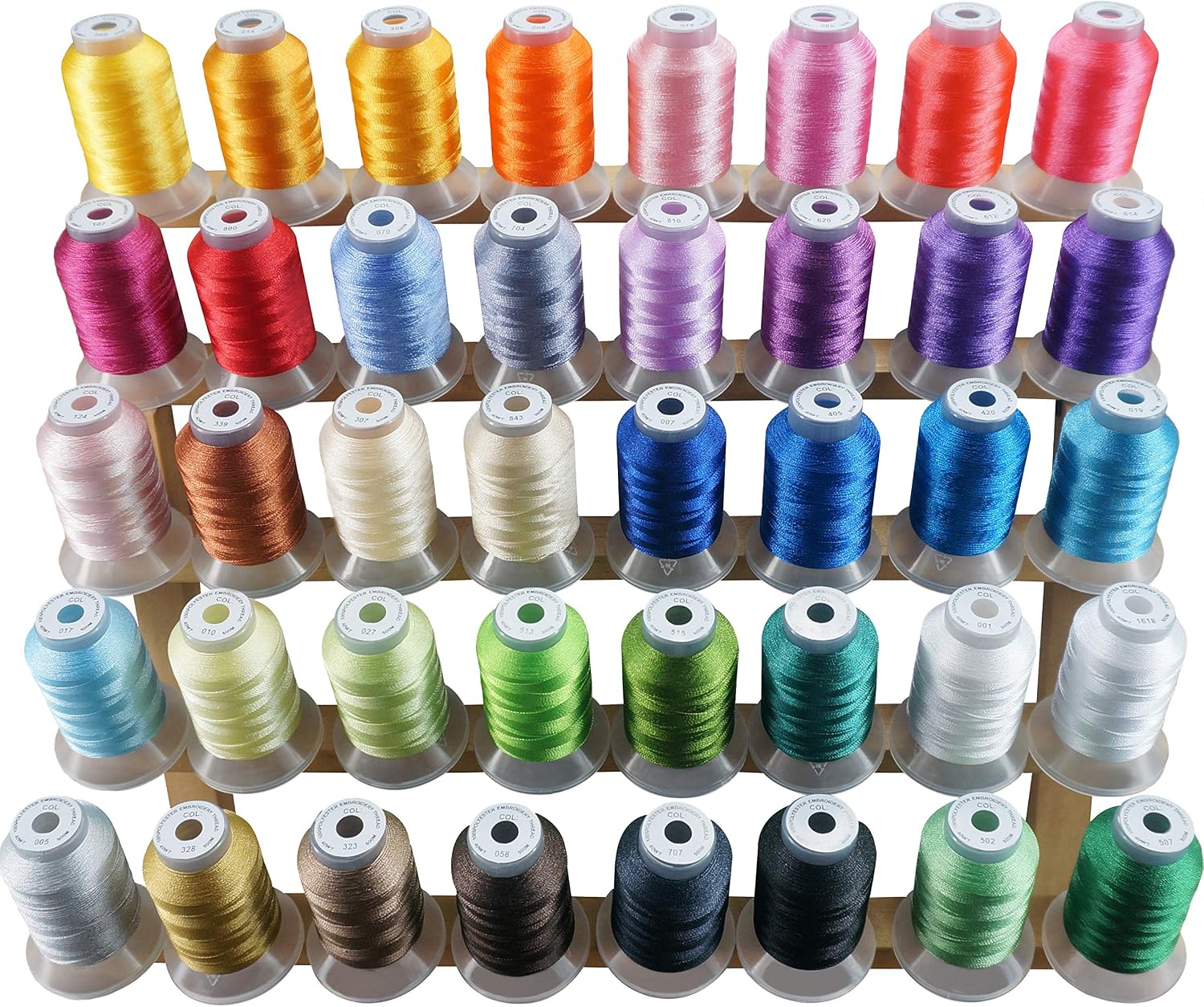 New brothread 40 Colors Polyester Embroidery Machine Thread Kit | Colors Compatible with Brother, 40WT, 500M/550Y spool