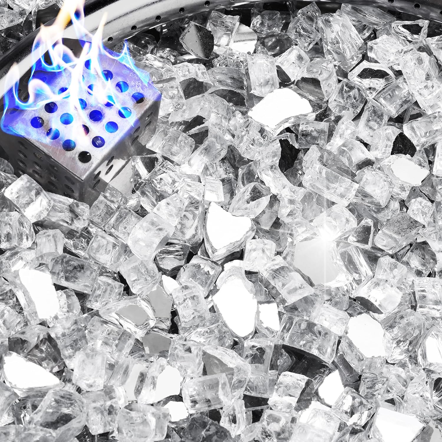 NUPICK 20 Pound Fire Glass, 1/2 Inch Reflective Fire Pit Glass