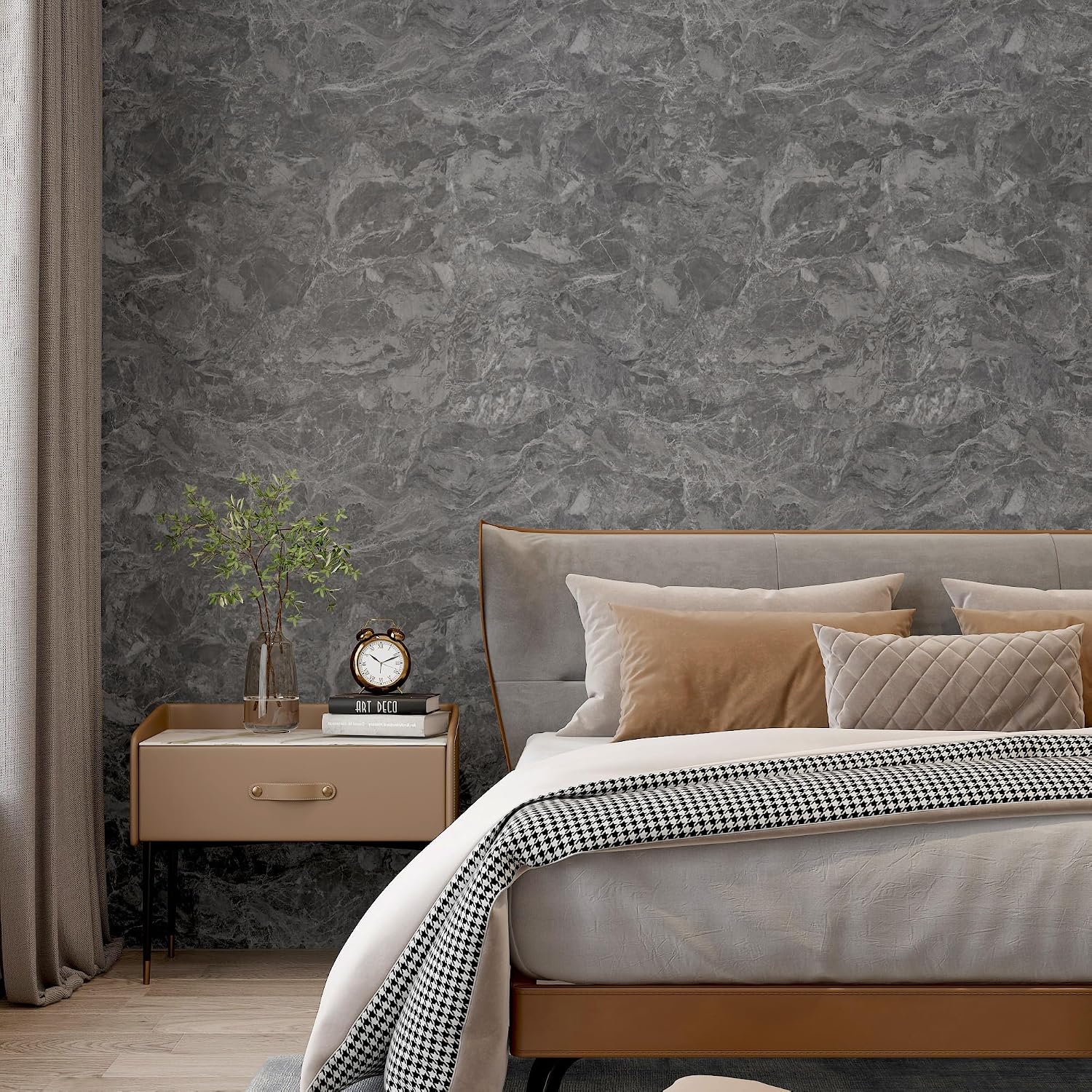 BAYYA Extra Wide Countertop Contact Paper Marble Peel and Stick Wallpaper | Grey Thicken Matte 48x354inch Gray Kitchen Peel and Stick Countertops Bathroom Self-Adhesive Waterproof Marble Vinyl Wrap