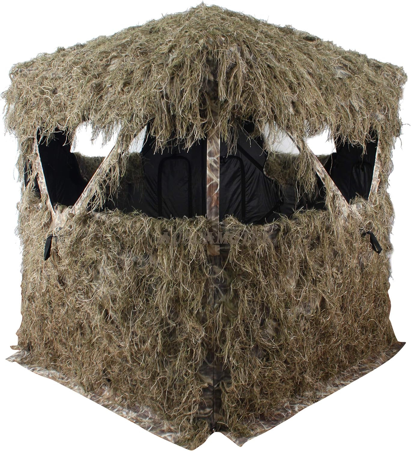 AUSCAMOTEK Scouter Ghillie Ground Blind for 3 Person Deer Hunting with Ghilly Cover