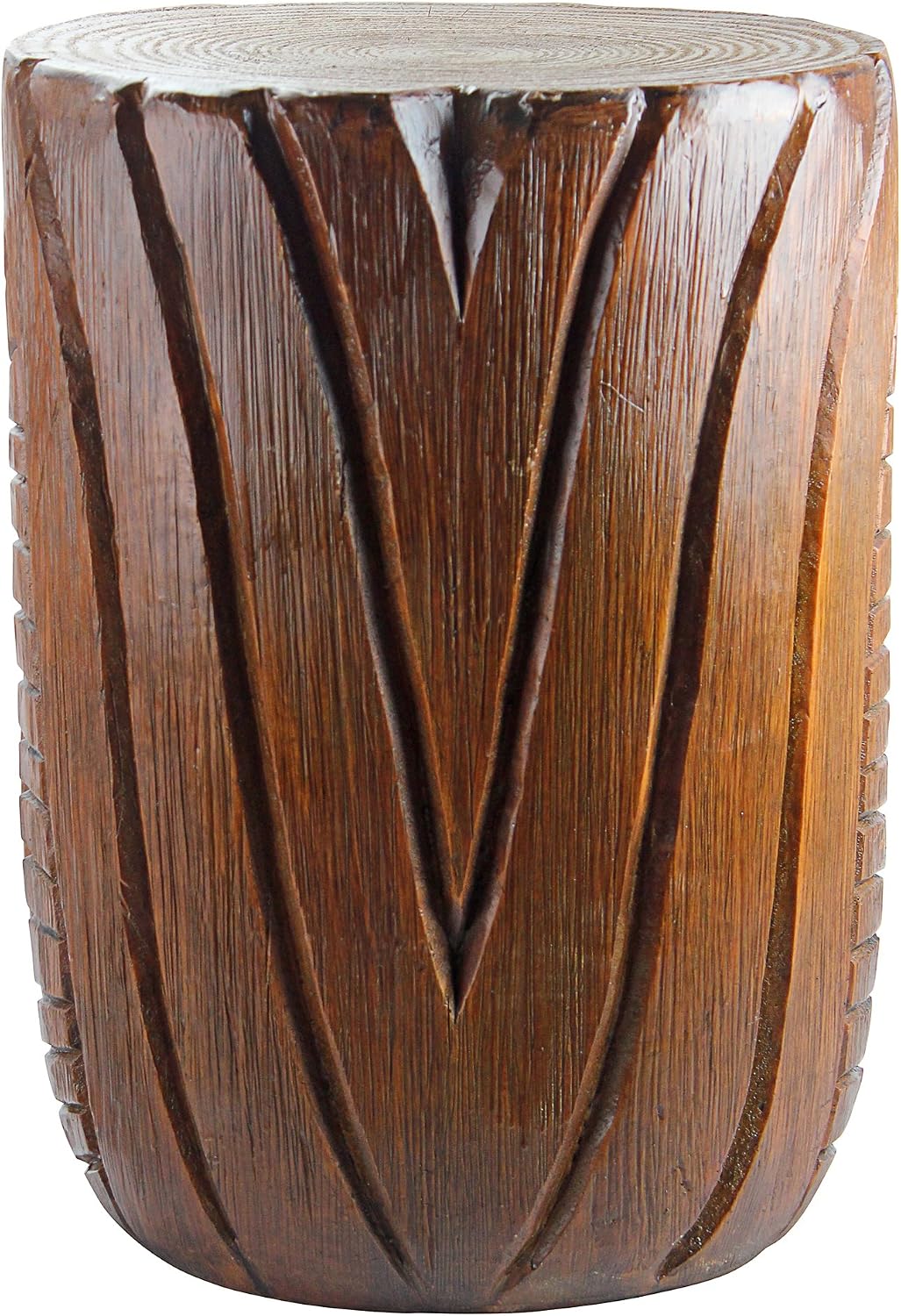 Design Toscano Grand Tiki Face Kanaloa Teeth Indoor/Outdoor Side Table Statue, Patio, Bar, Den, 20 inch tall, Cast Stone Resin, Woodtone Finish