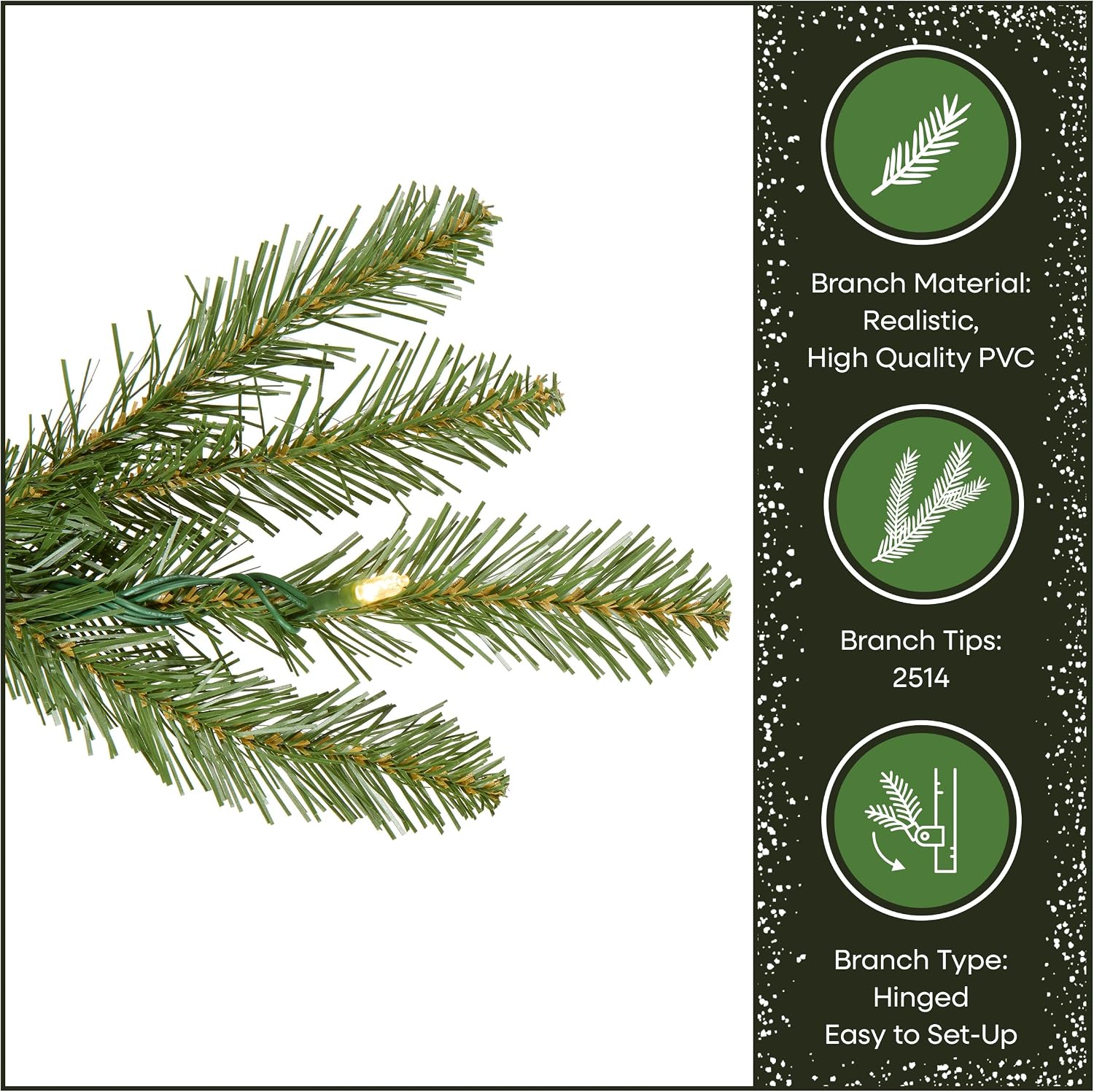 National Tree Company 7.5ft Pre-Lit Dunhill Fir Artificial Christmas Tree | 700 LED Lights, 10 Light Functions, 2,514 Tips, Foot Pedal, Includes Stand, Green