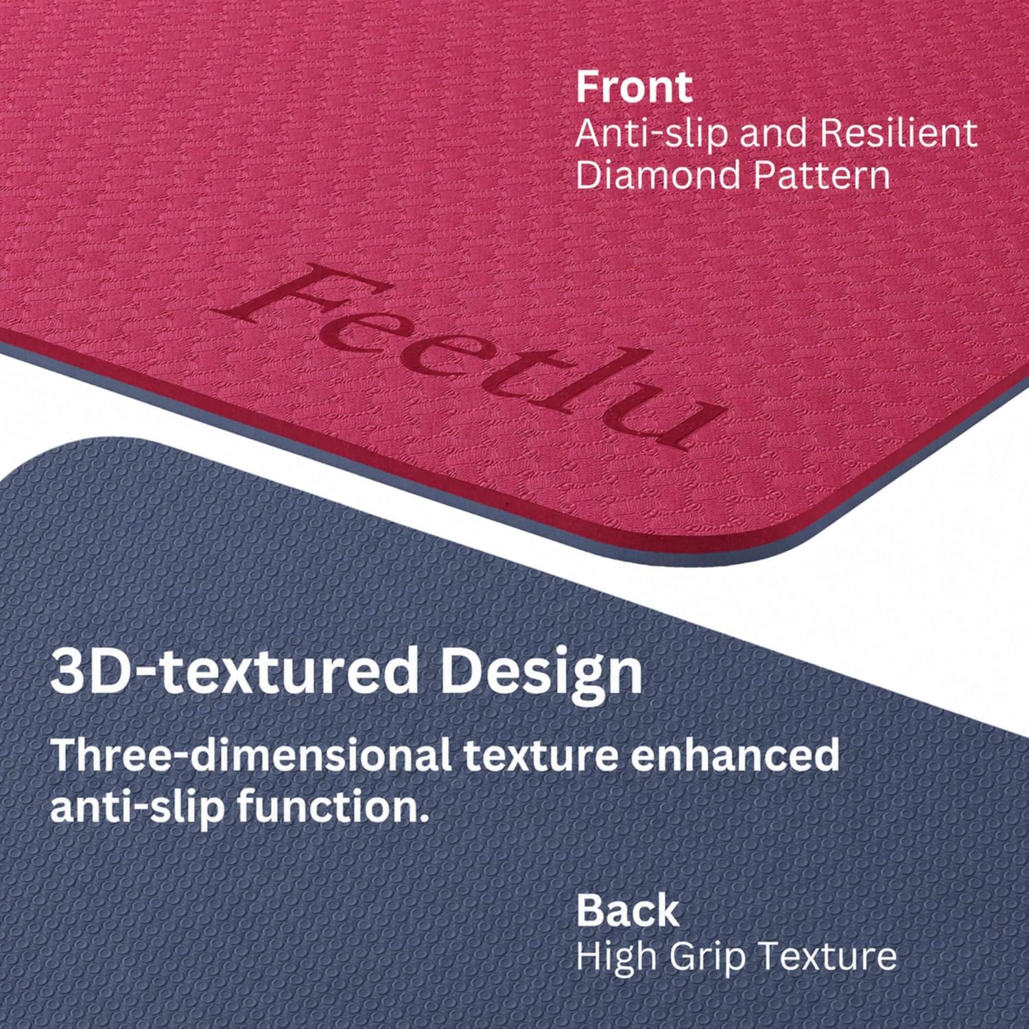 Extra Thick Yoga Mat with Carry Strap, 10mm Non-Slip Exercise Mat, 72 x 24 Inch Cushioned Workout Mat for Yoga, Pilates, Stretching & Floor Exercises