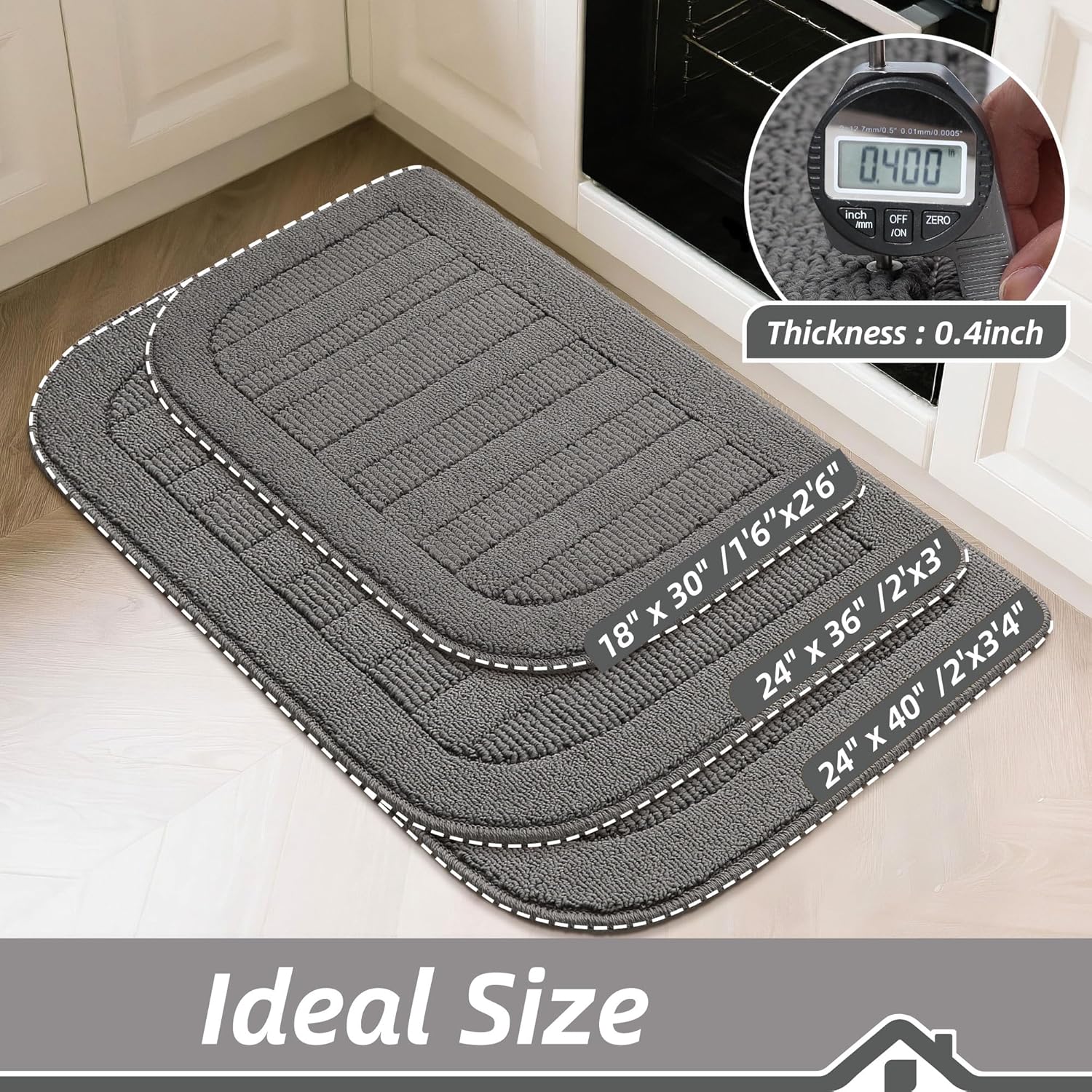 BEQHAUSE 30x18 Inch Kitchen Rugs Non Slip Washable Kitchen Sink Rug, Green