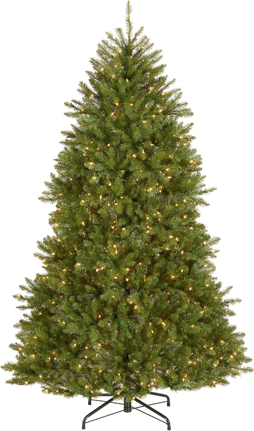 National Tree Company 7ft Pre-Lit Dunhill Fir Artificial Christmas Tree | 700 Clear Lights, 2,144 Tips, Includes Stand, Green