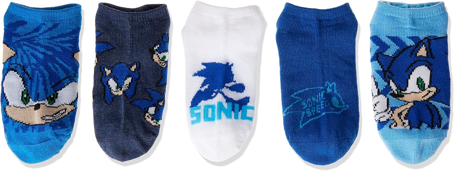 Sonic The Hedgehog boys 5 Pack No Show Socks