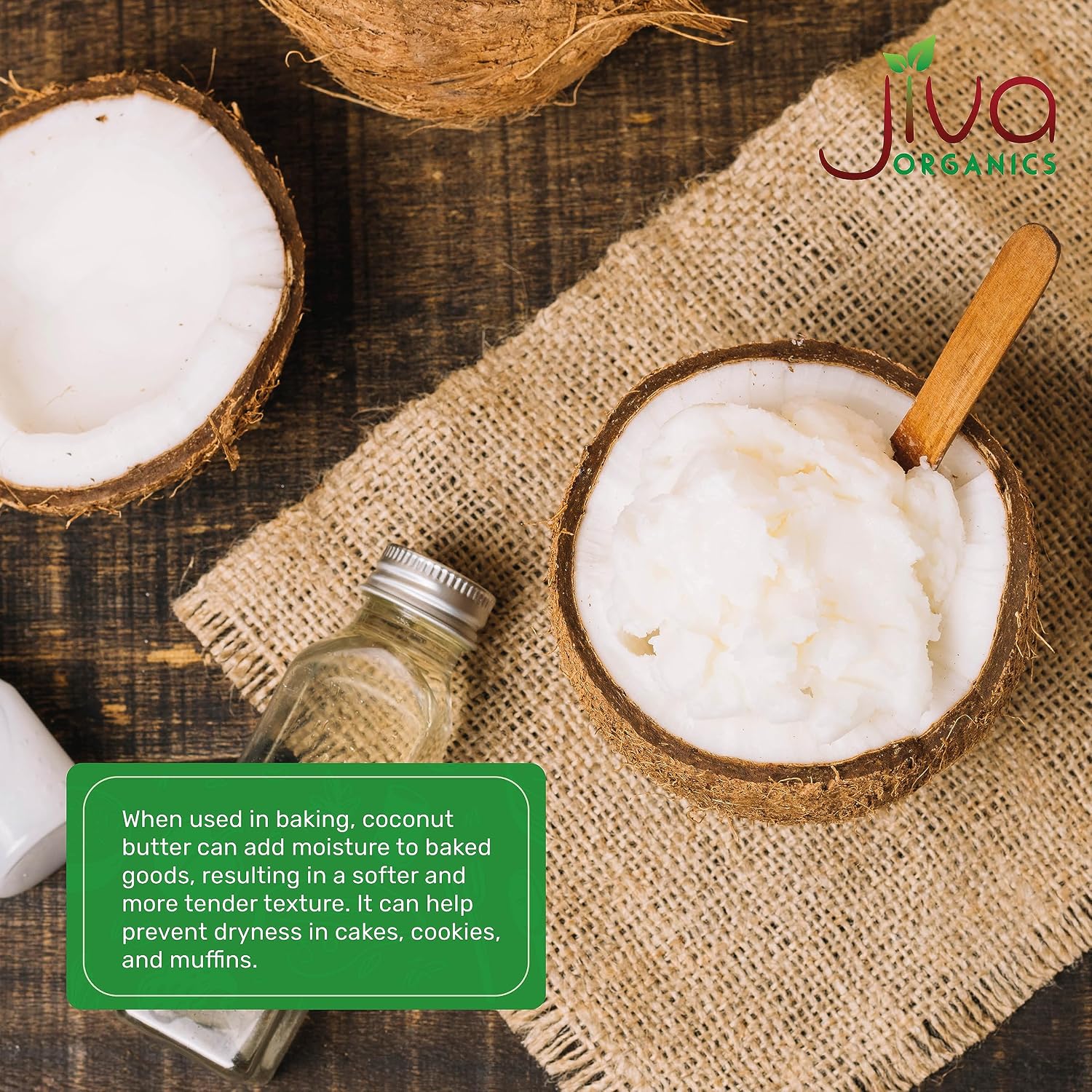 Jiva Organics RAW Organic Coconut Butter 16 Ounce Jar - Creamy, Unsalted