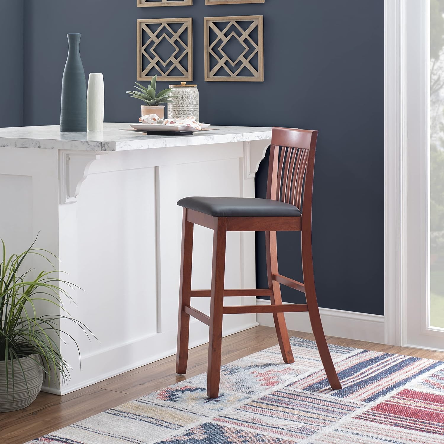 Linon Torino Collection Craftsman Counter Stool, 17.25"W x 19.5"D x 37"H, Black