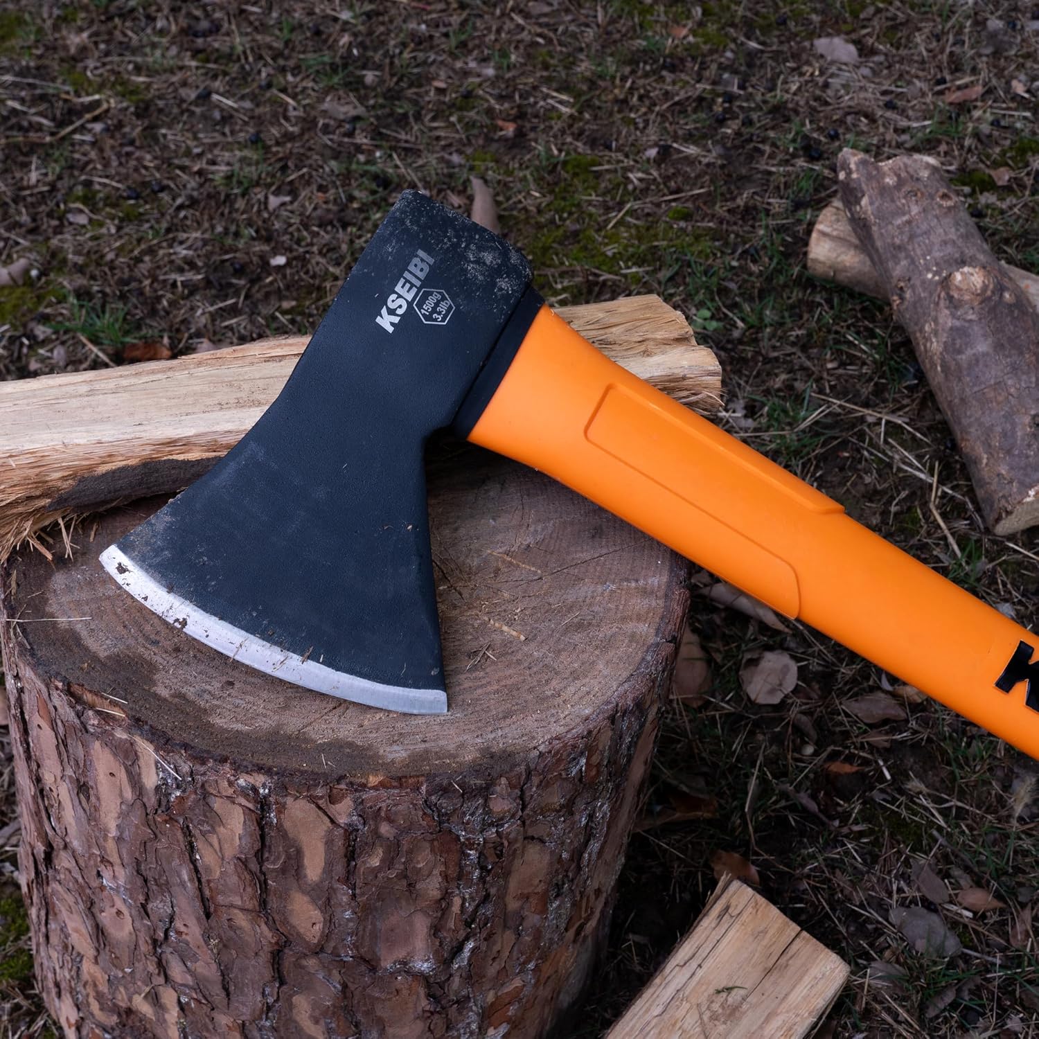 KSEIBI Wood Axe, Small Outdoor Camp Hatchet for Splitting and Kindling Wood
